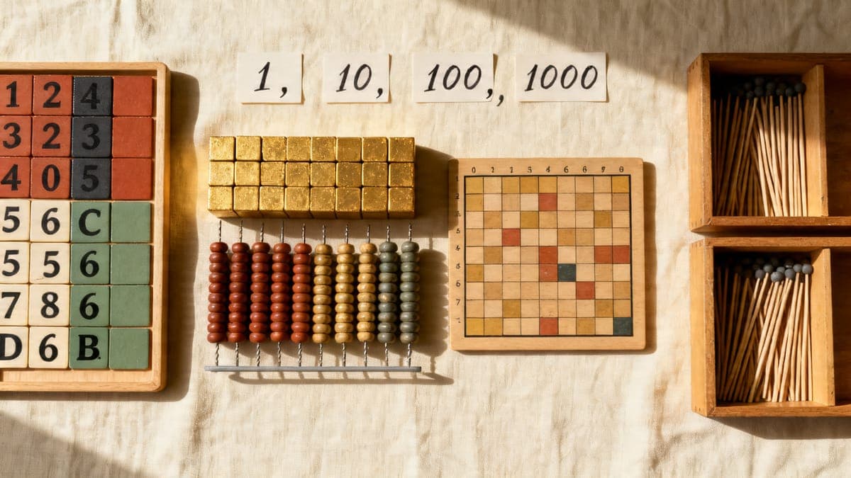 Mathematics Montessori materials in classroom