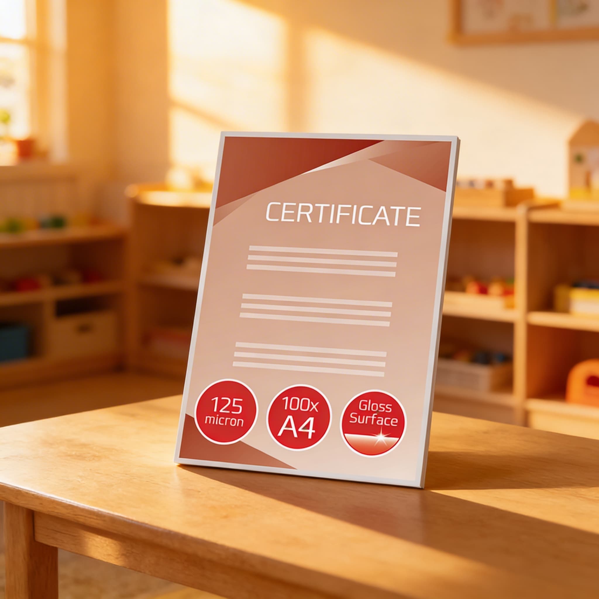 Laminierfolien A4 — 125 Mikron Klassenzimmer-Schutzpack — Im Einsatz