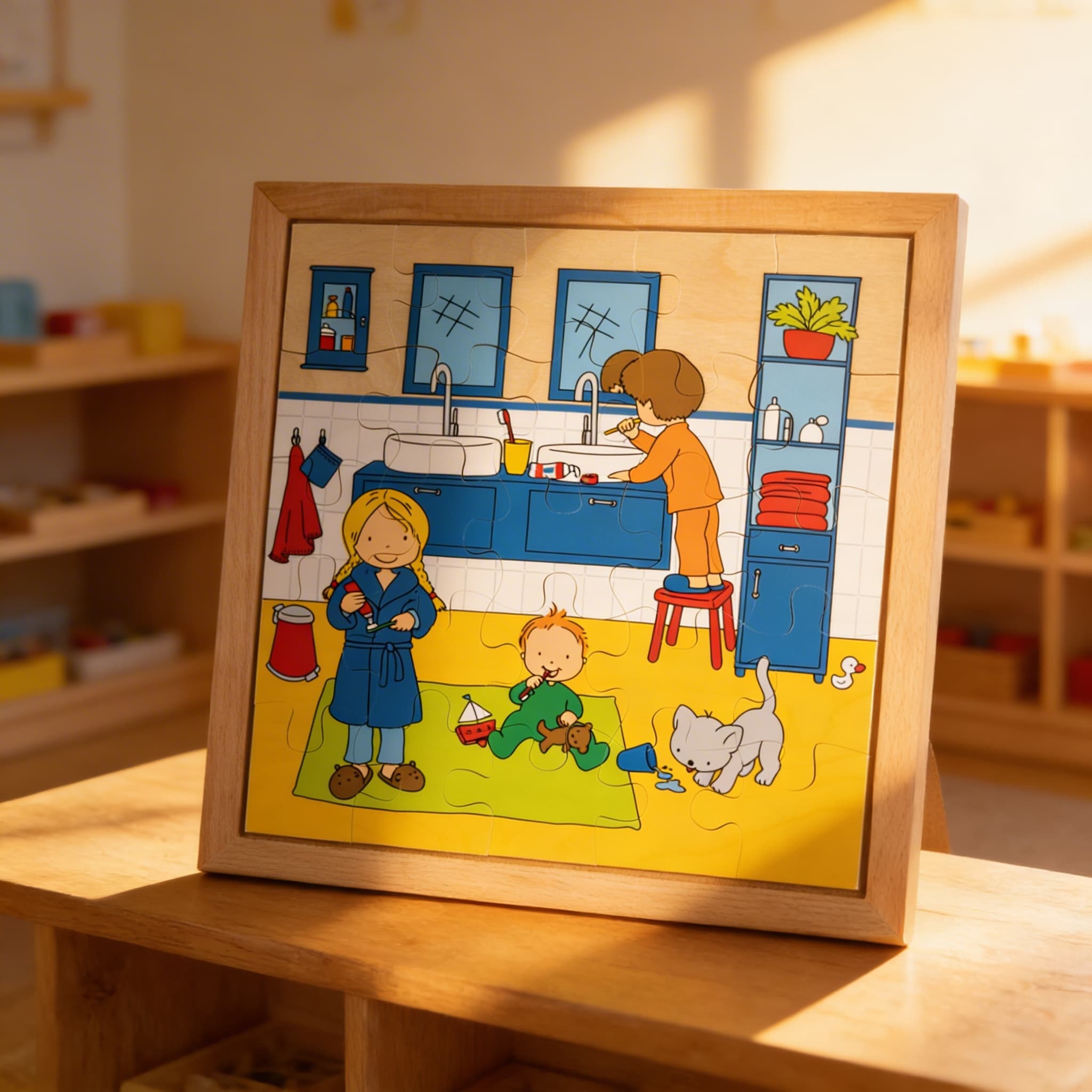 Zähneputzen Puzzle — 25-teiliges Hygiene-Lernpuzzle — Im Einsatz