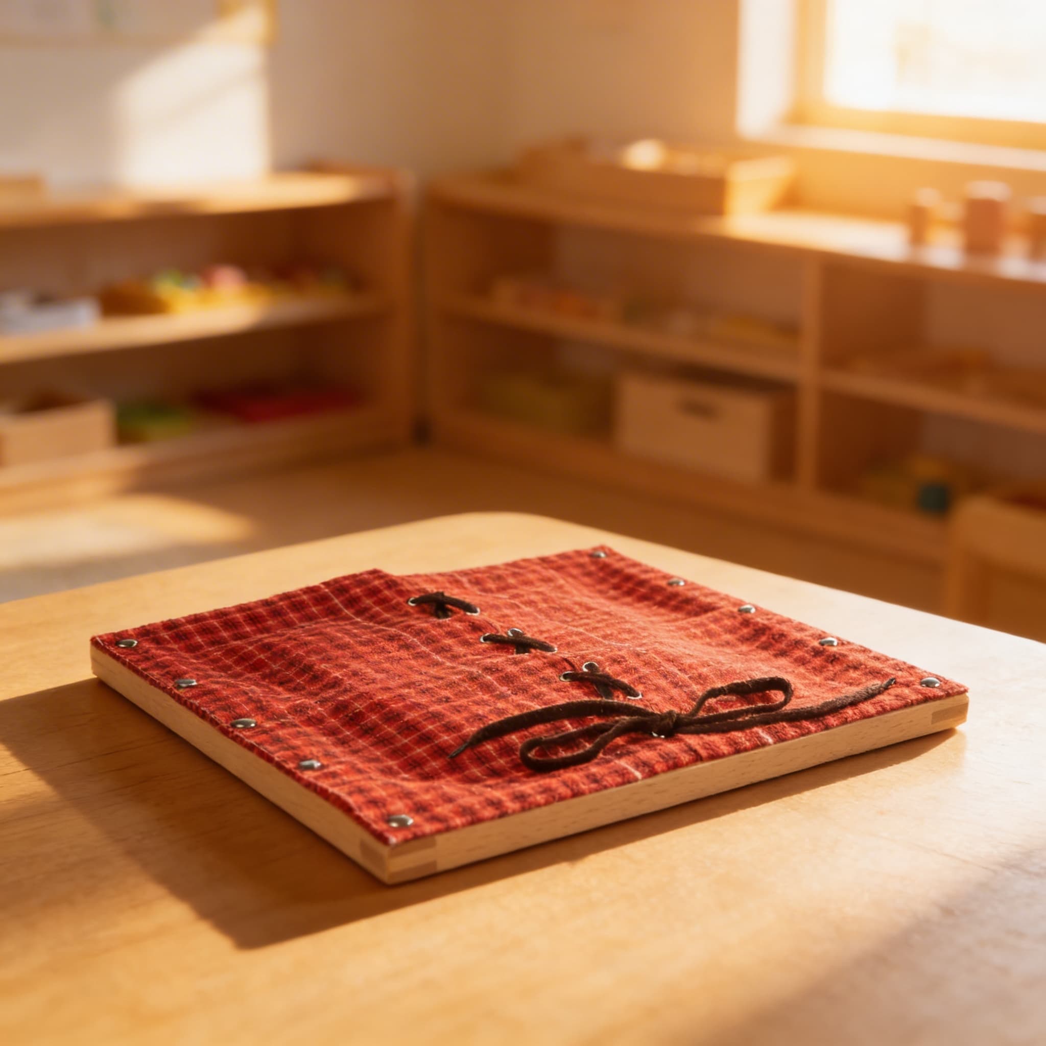 Schnür-Rahmen — Metallösen mit Kordfädelübung — Im Einsatz