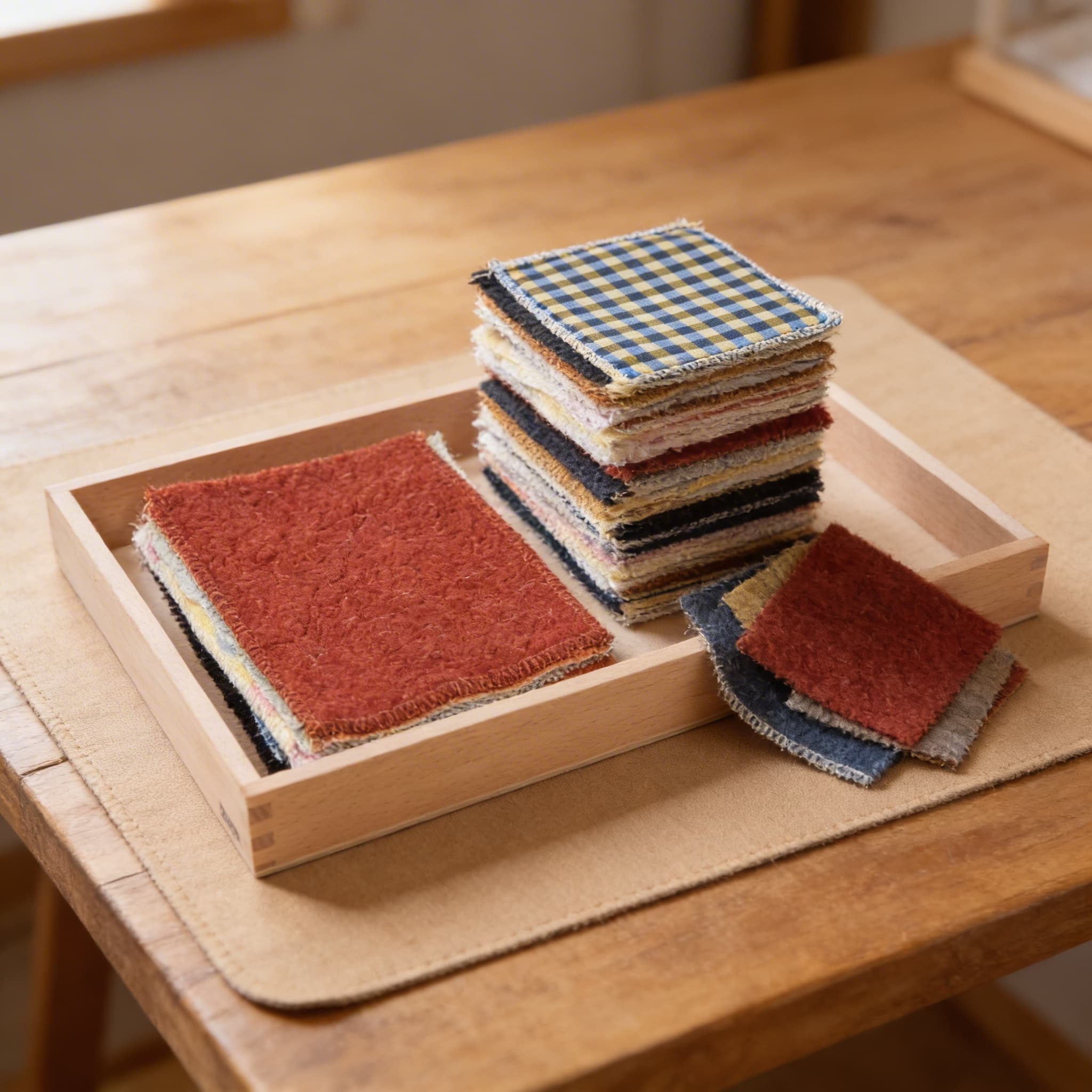 Stoffkasten — Taktile Unterscheidung durch Paarzuordnung — Detailansicht