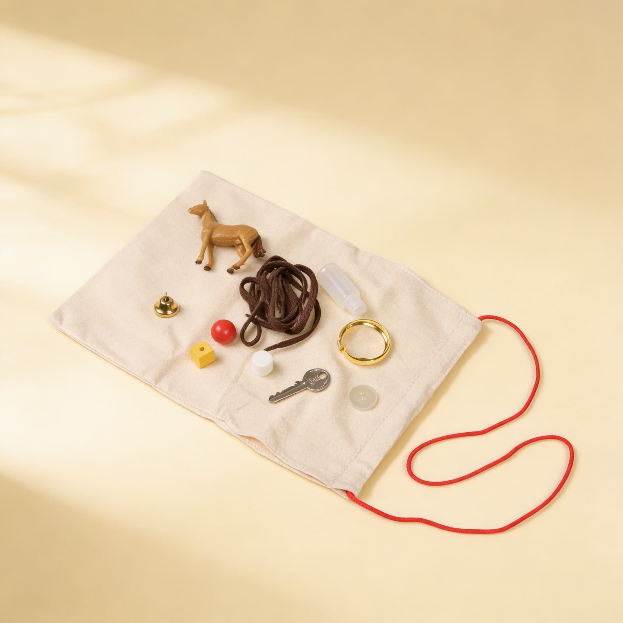 Geheimnisbeutel: Vertraute Gegenstände — Seitenansicht