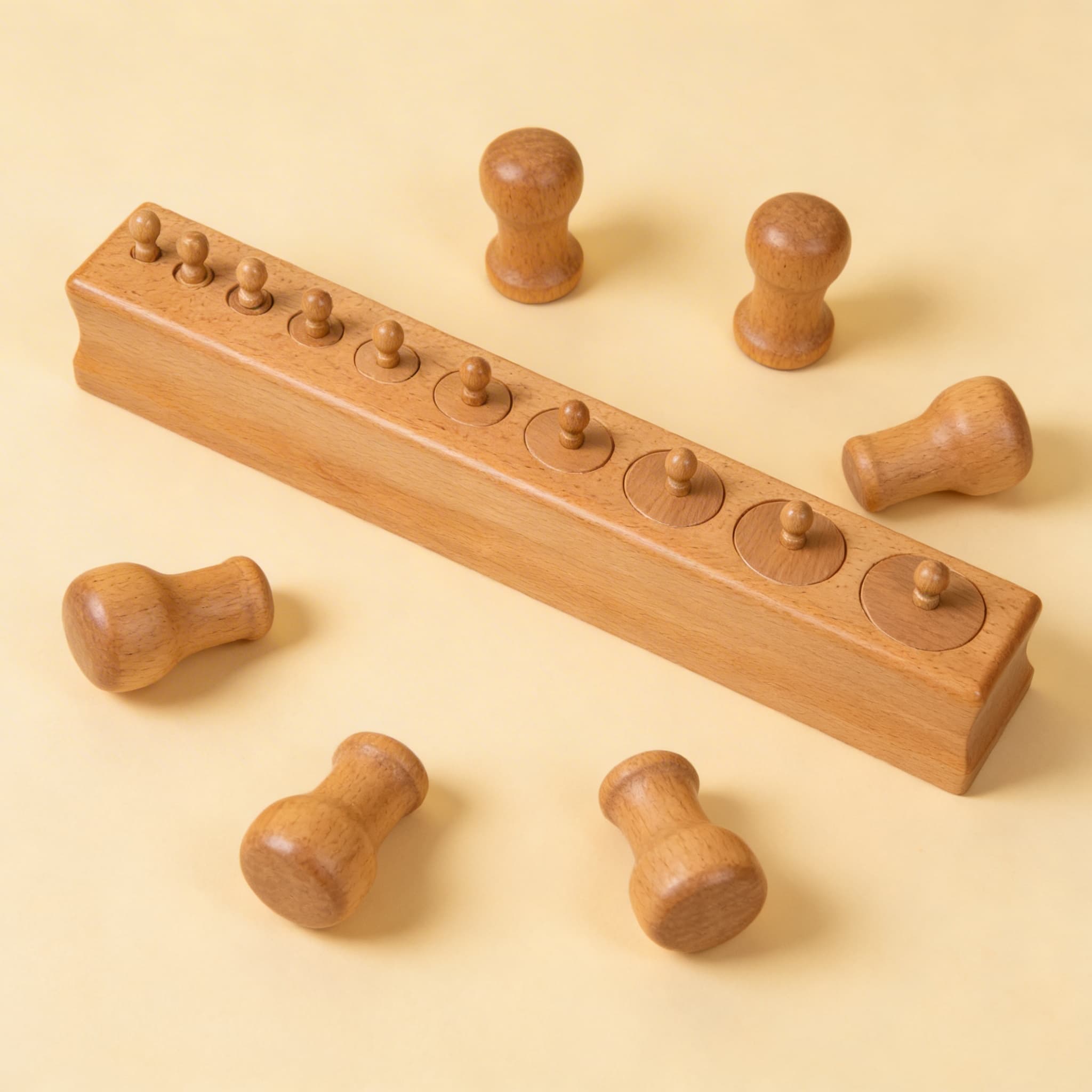 Zylinderblock Nr. 3 — Abnehmender Durchmesser visuelle Unterscheidung — Seitenansicht