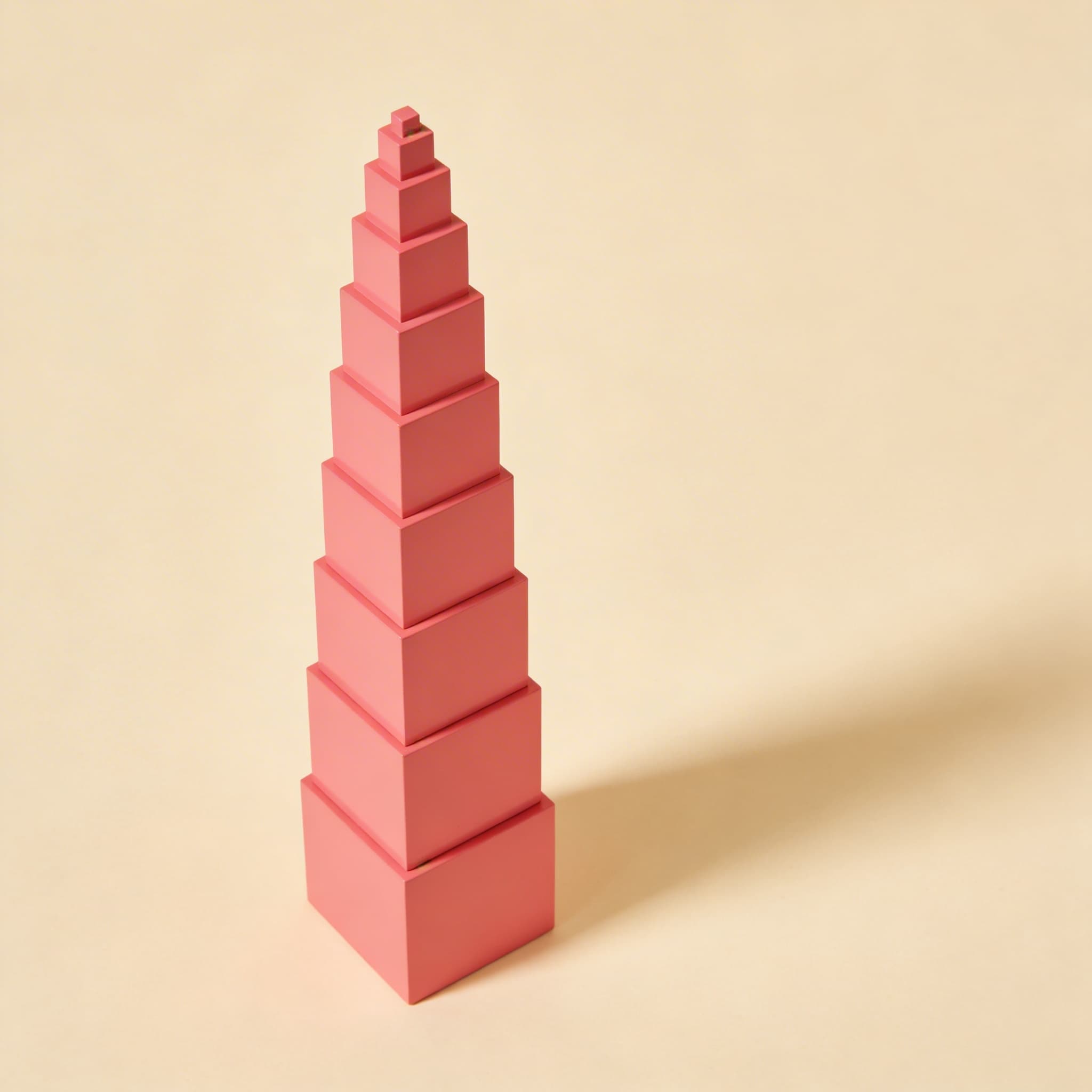 Rosa Turm — 10 Abgestufte Würfel für Visuelle Unterscheidung — Seitenansicht