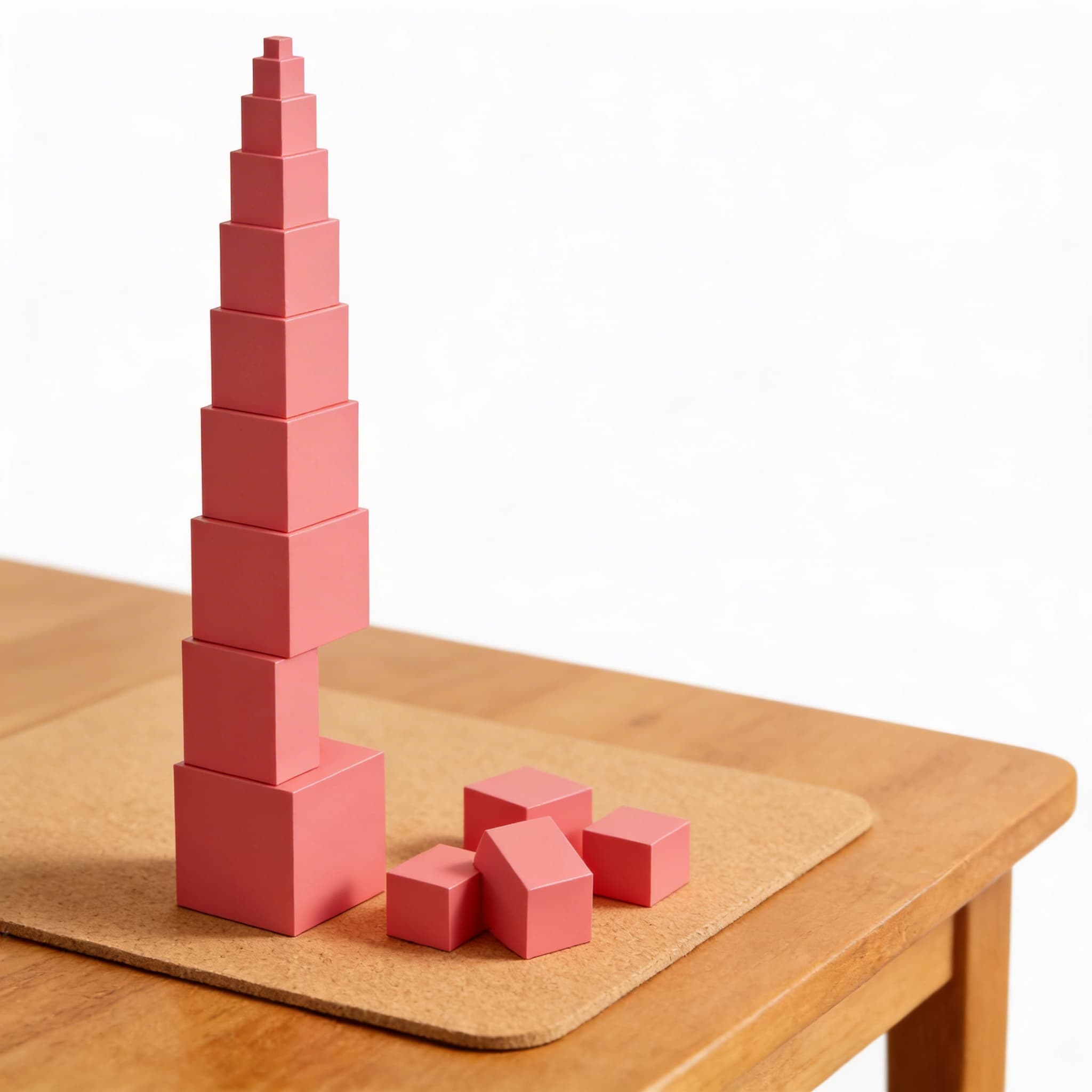 Rosa Turm — 10 Abgestufte Würfel für Visuelle Unterscheidung — Detailansicht