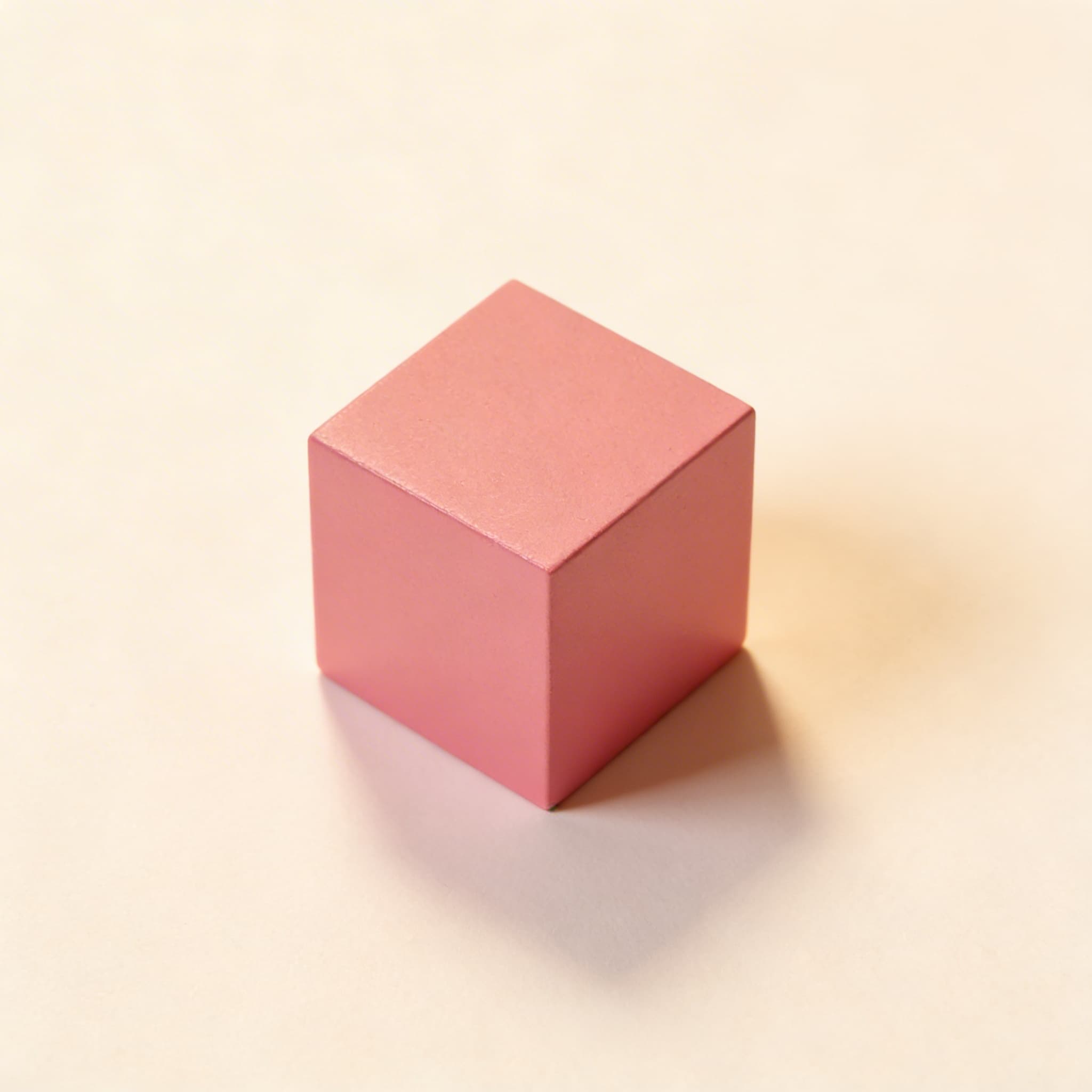 Rosa Turm Würfel — 3cm Einzelteil zur Größenstufung — Seitenansicht