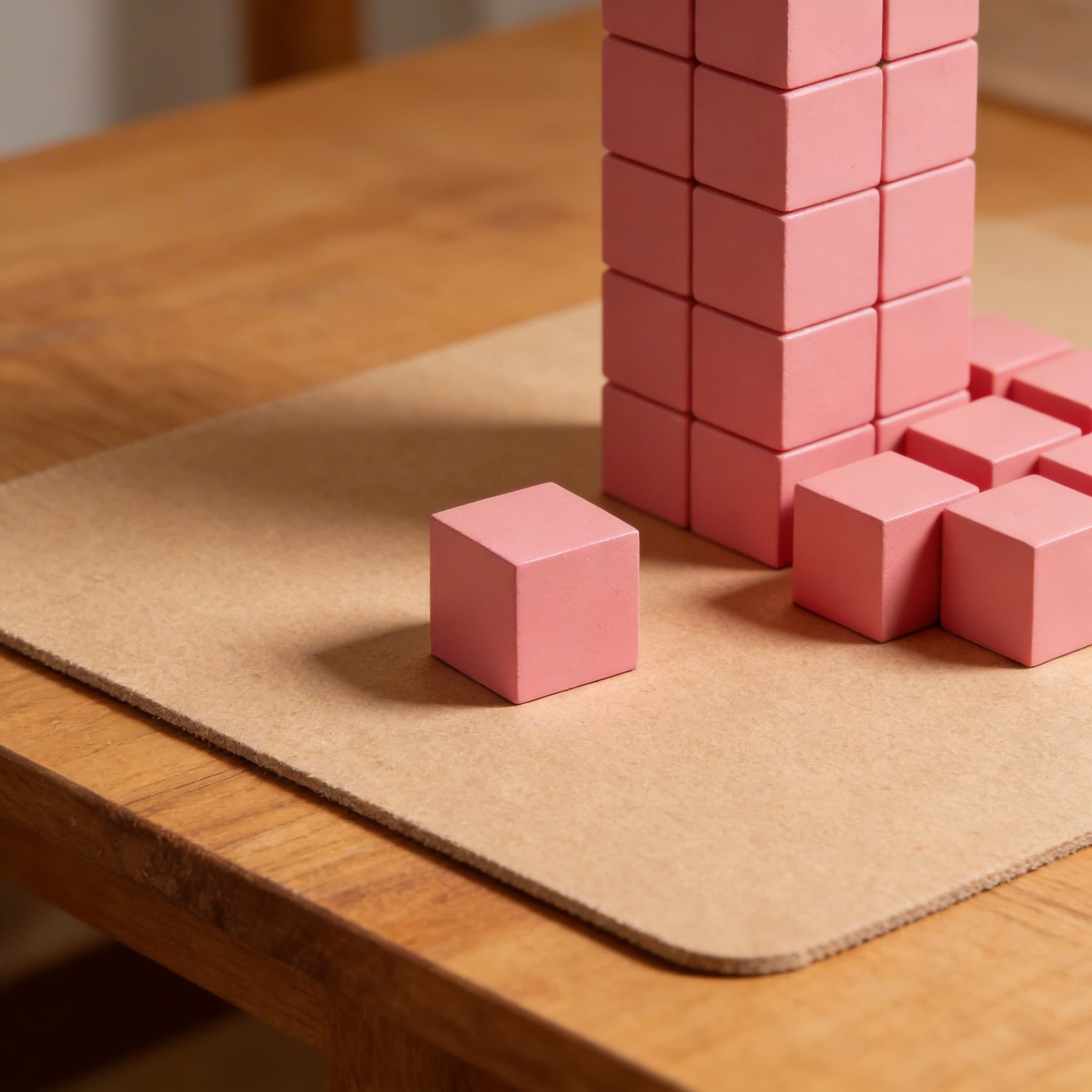 Rosa Turm Würfel — 3cm Einzelteil zur Größenstufung — Detailansicht