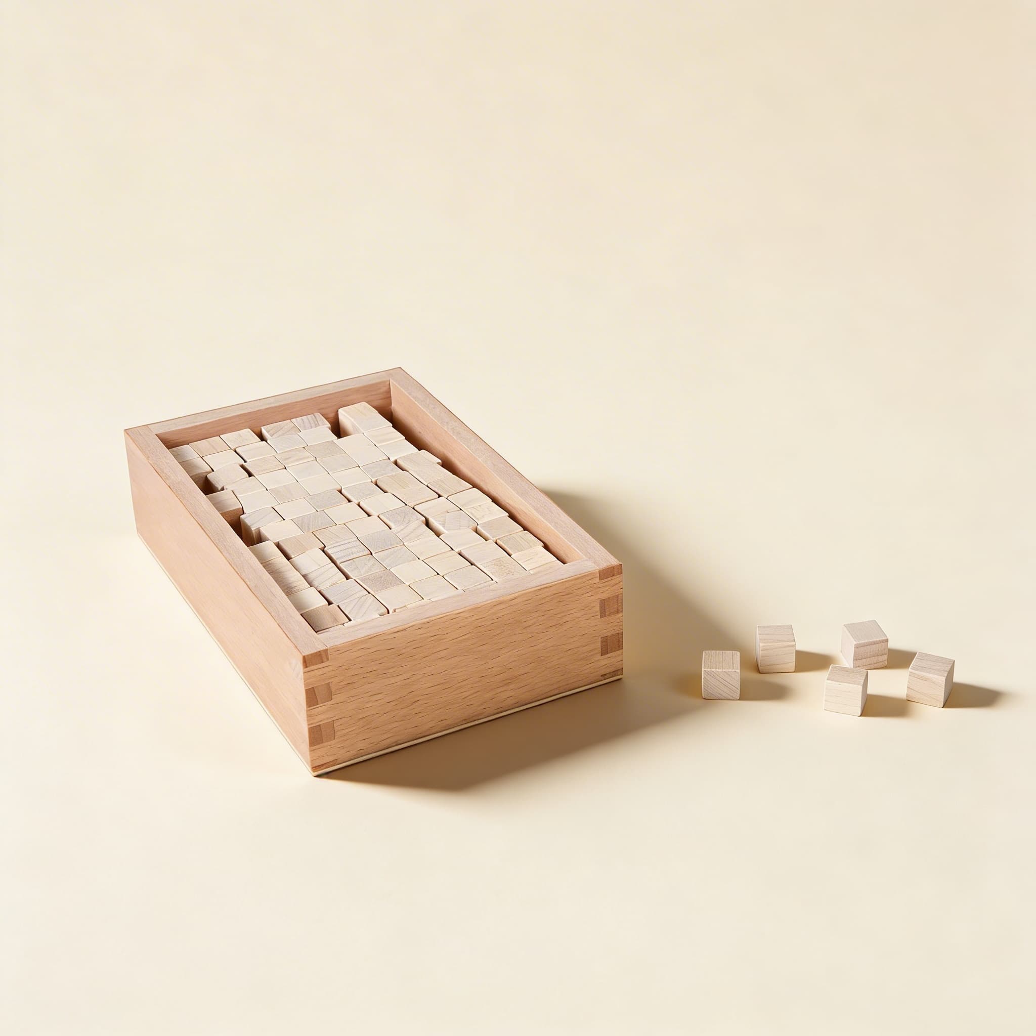 Rosa Turm Ergänzungswürfel — 100 Holzwürfel in Aufbewahrungsbox — Katalogansicht