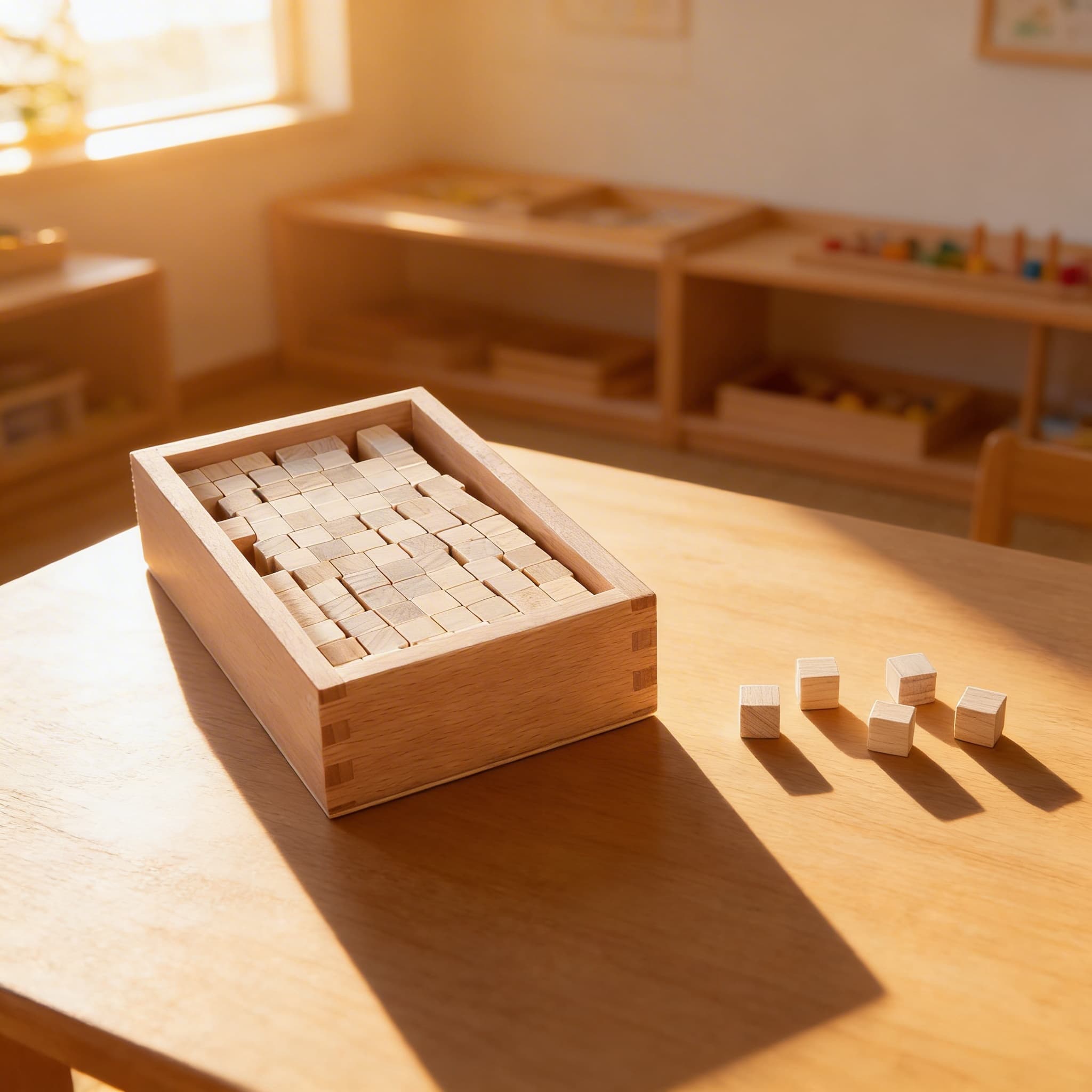 Rosa Turm Ergänzungswürfel — 100 Holzwürfel in Aufbewahrungsbox — Im Einsatz