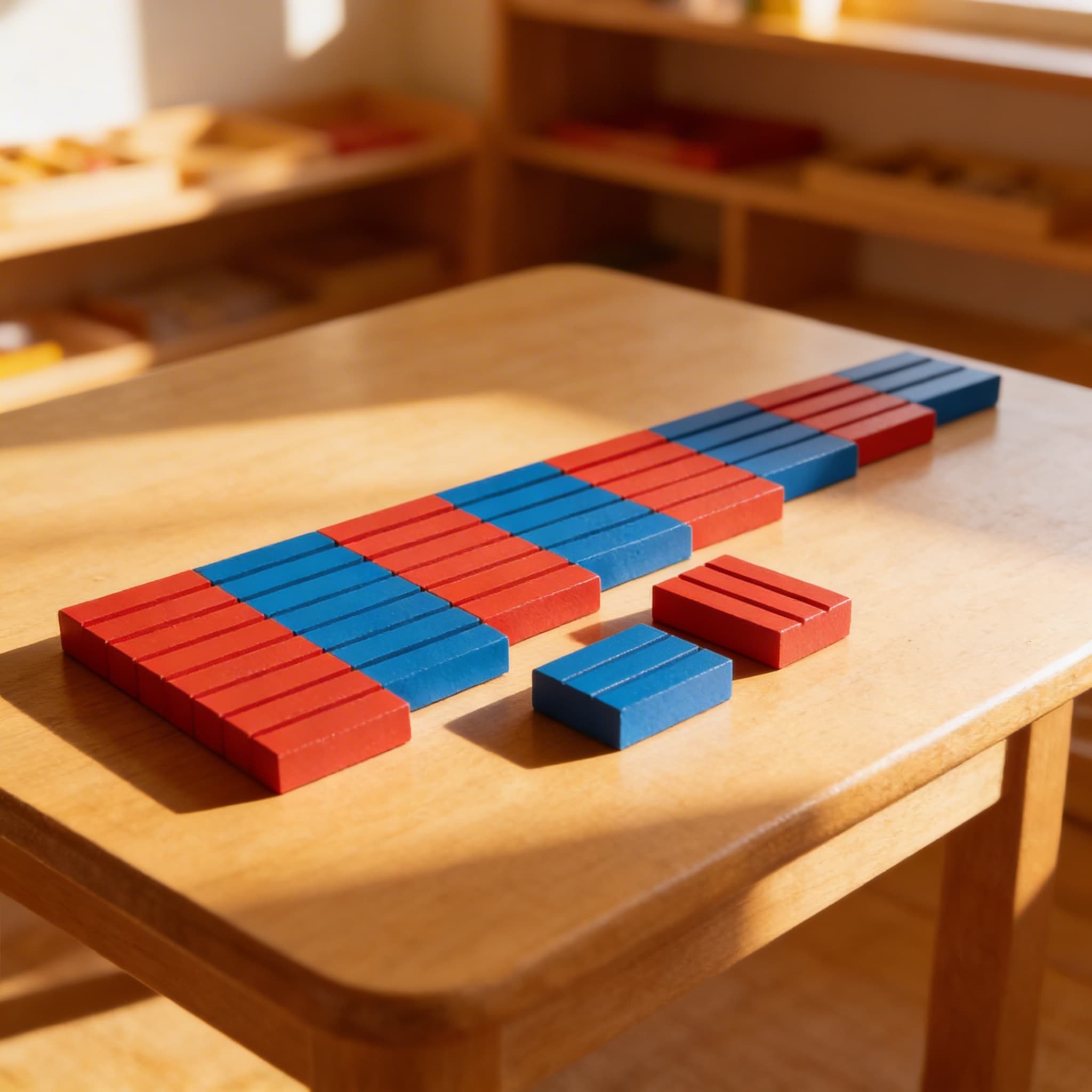 Numerische Stangen — Zehn graduierte Holzstangen — Im Einsatz