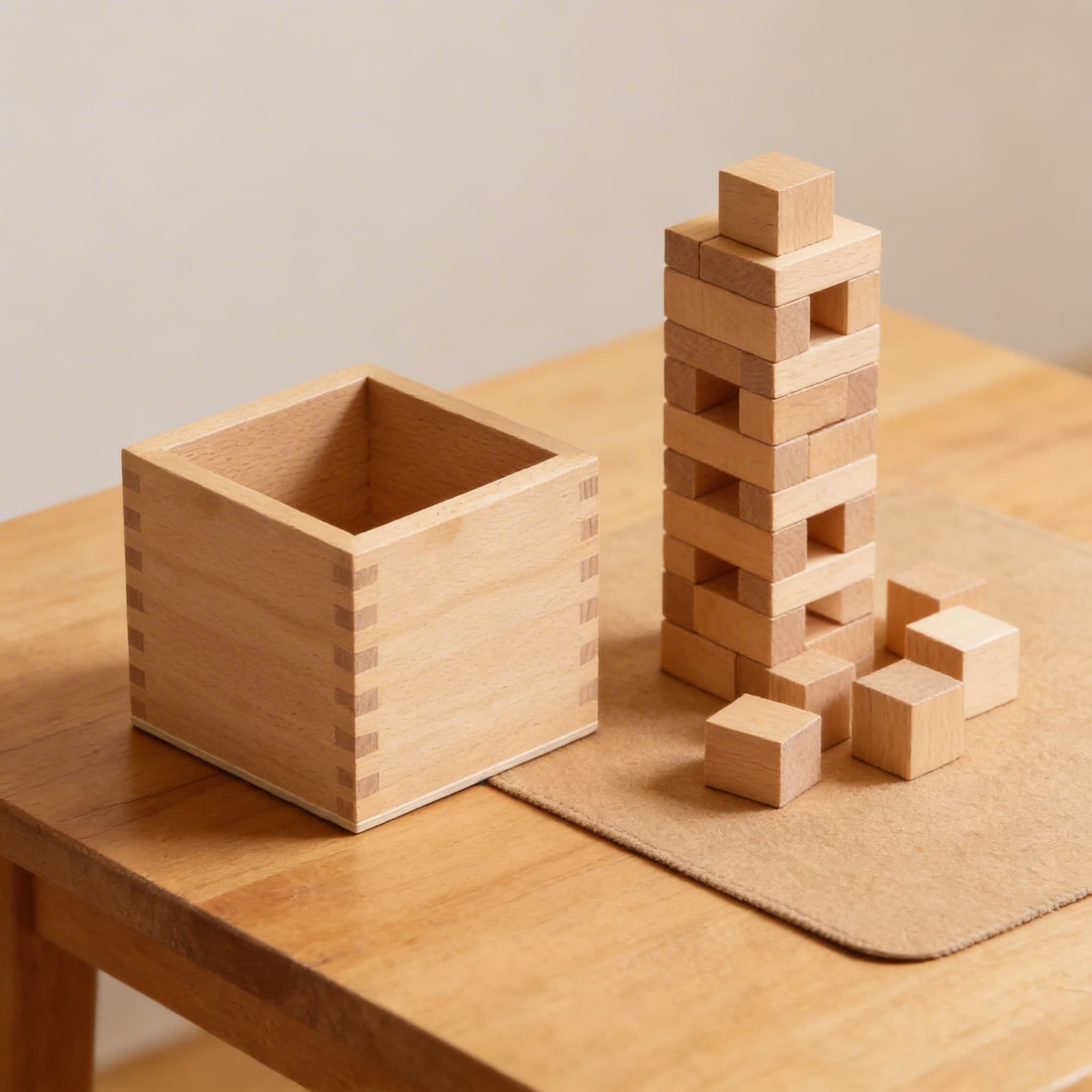 Aufbewahrungsbox — Holzbehälter für Zahlenformen — Detailansicht