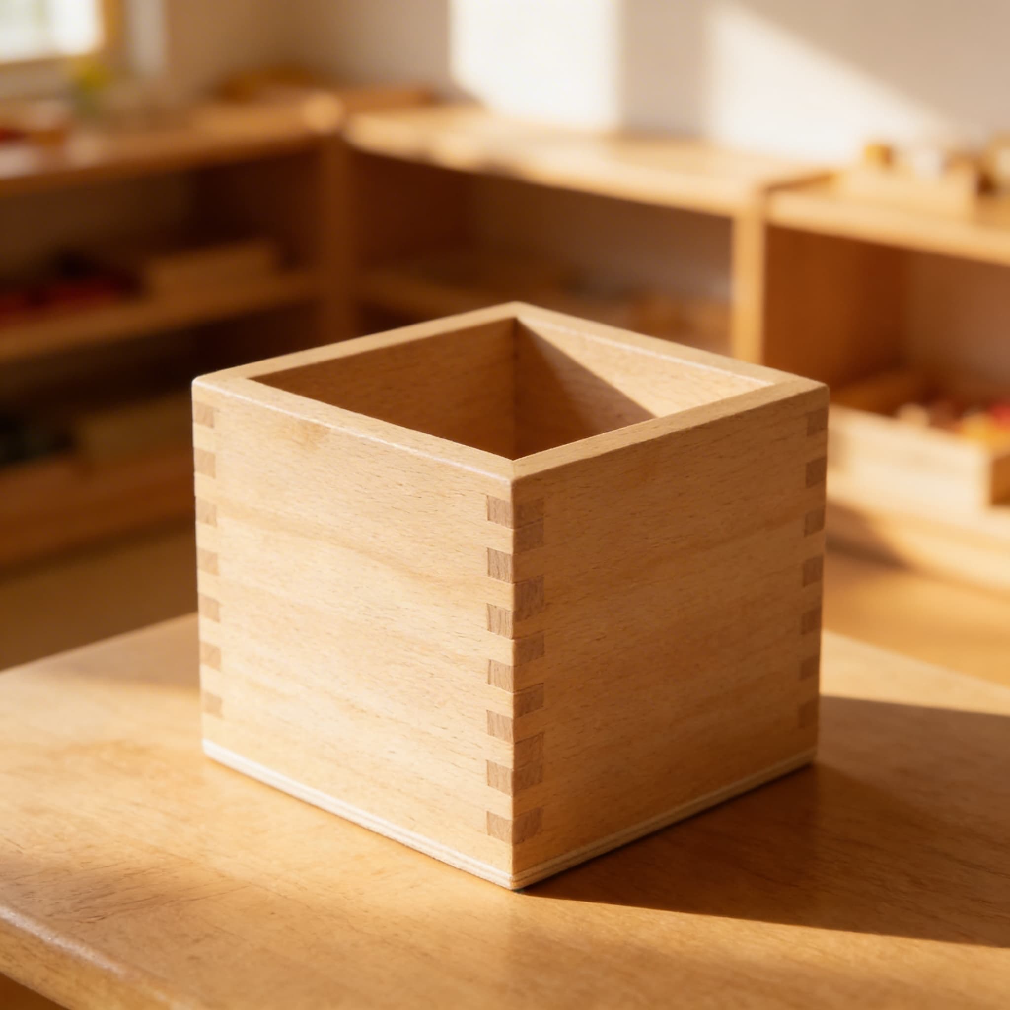 Aufbewahrungsbox — Holzbehälter für Zahlenformen — Im Einsatz