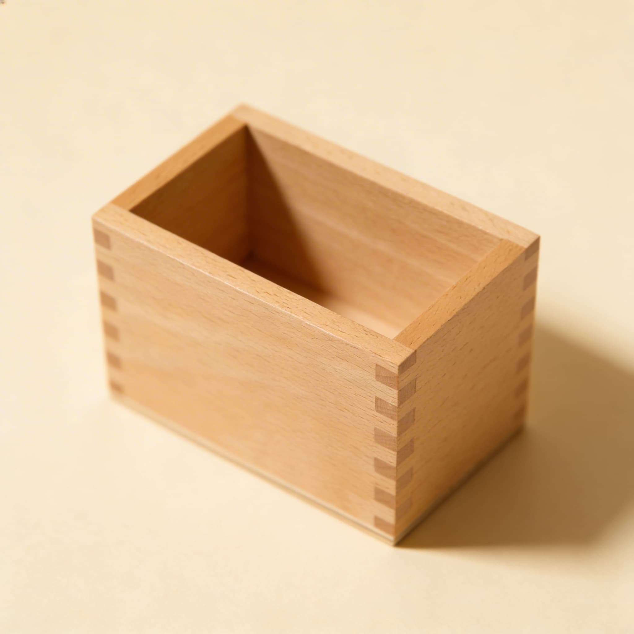 Sandpapierziffern-Box — Holzaufbewahrungsbehälter — Seitenansicht