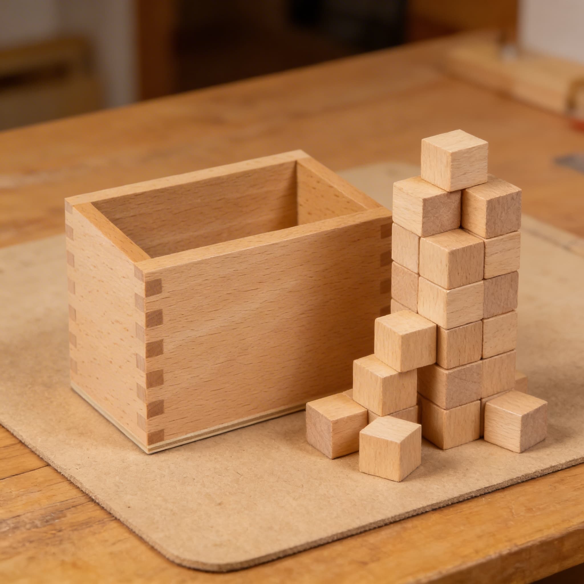 Sandpapierziffern-Box — Holzaufbewahrungsbehälter — Detailansicht