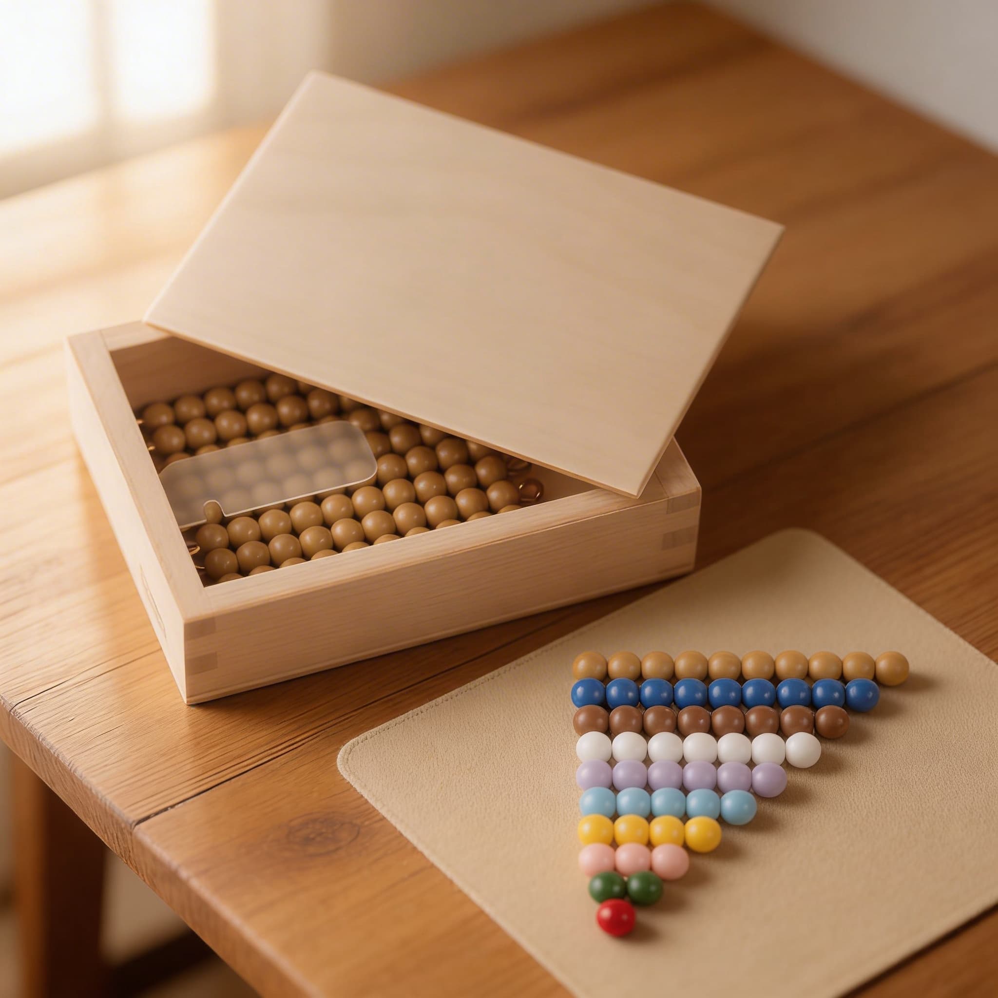 Teen Bead Box — Goldene Zehnerketten & Farbige Perlenstäbe — Detailansicht