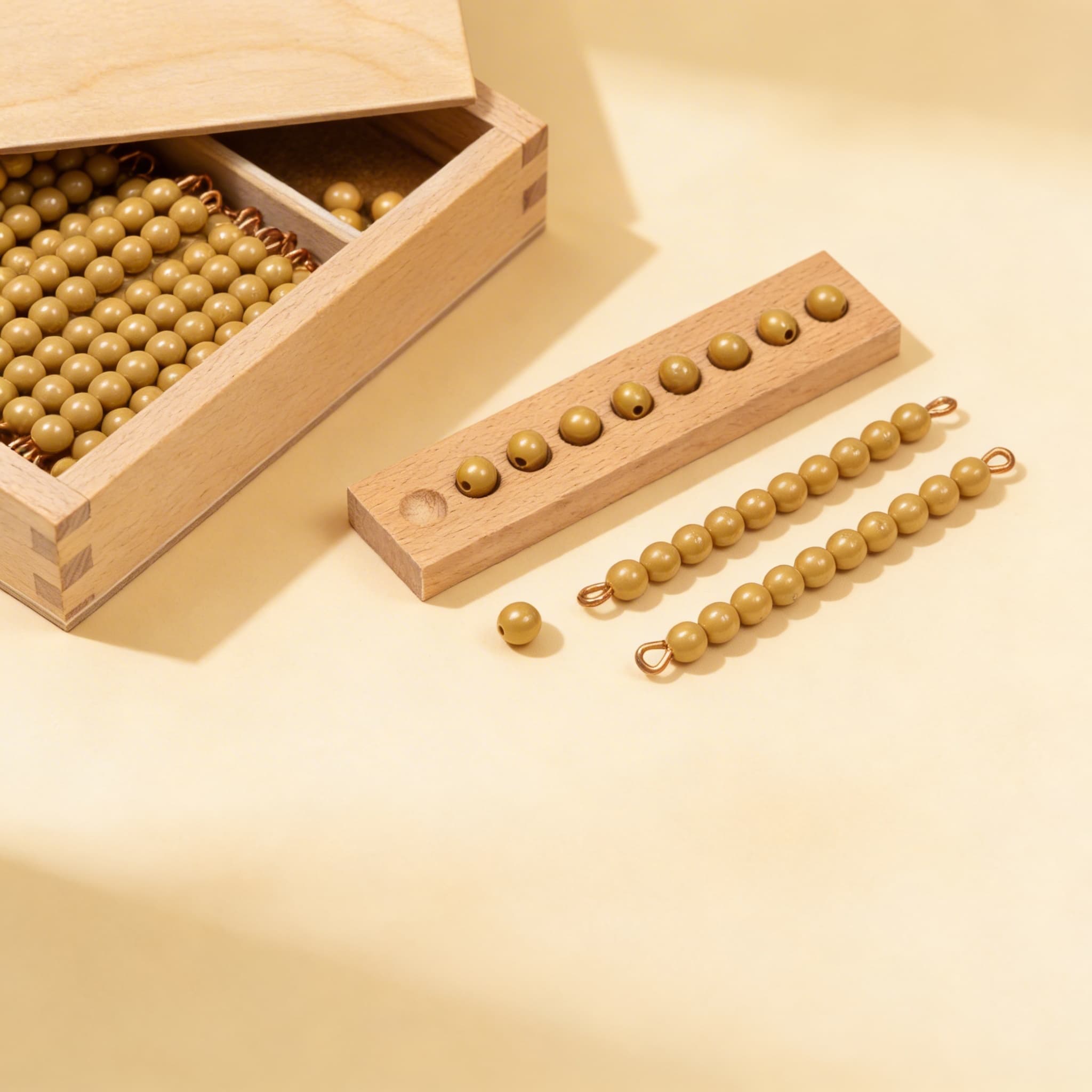 Zehnerperlenkiste — Einzelne Nylonperlen für Dezimalsystem — Seitenansicht