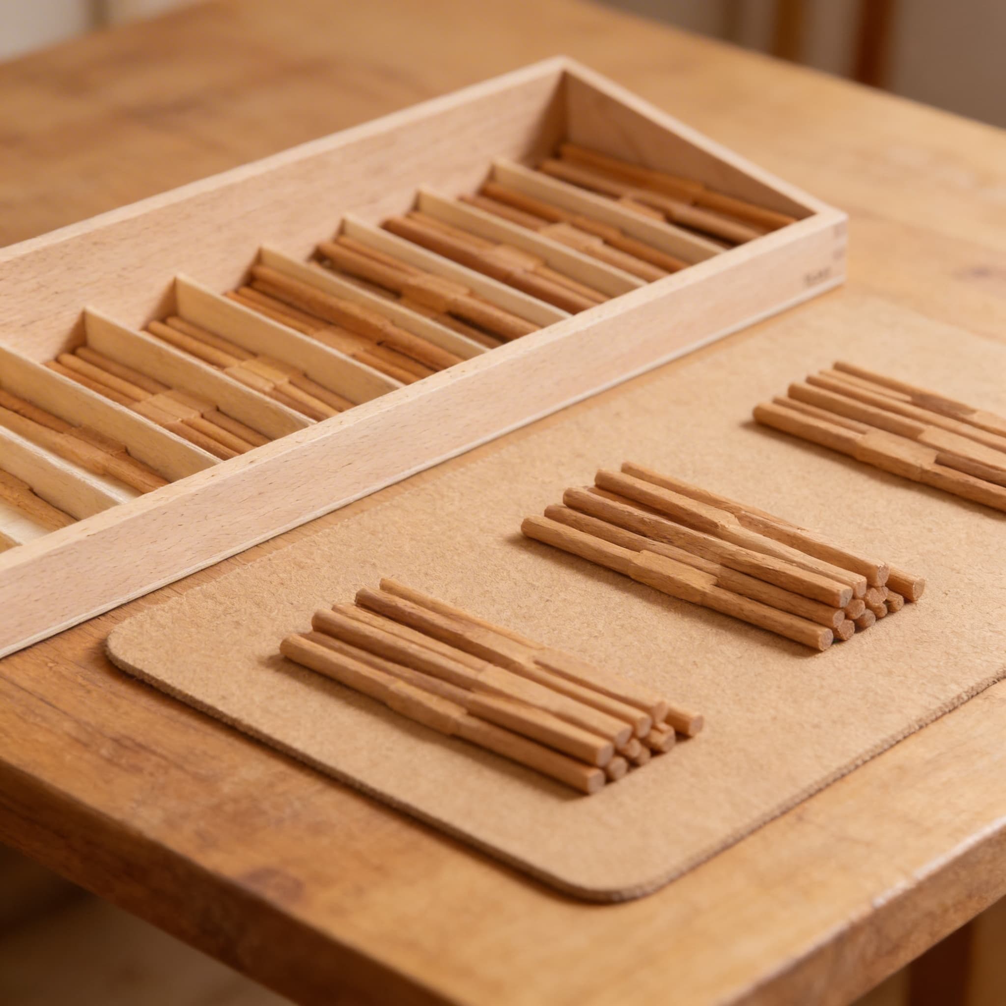 Spindelkasten — Null-Konzept & Zählen 0-9 mit Holzfächern — Detailansicht