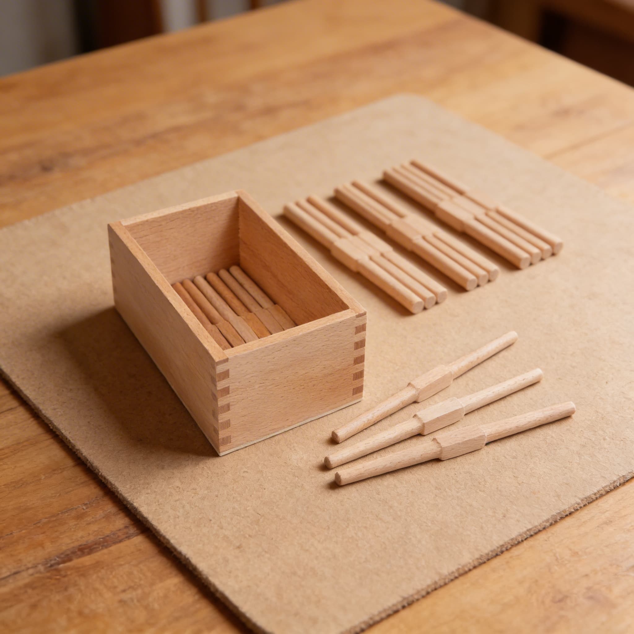 Spindel-Box — Holzaufbewahrung für lose Zählspindeln — Detailansicht