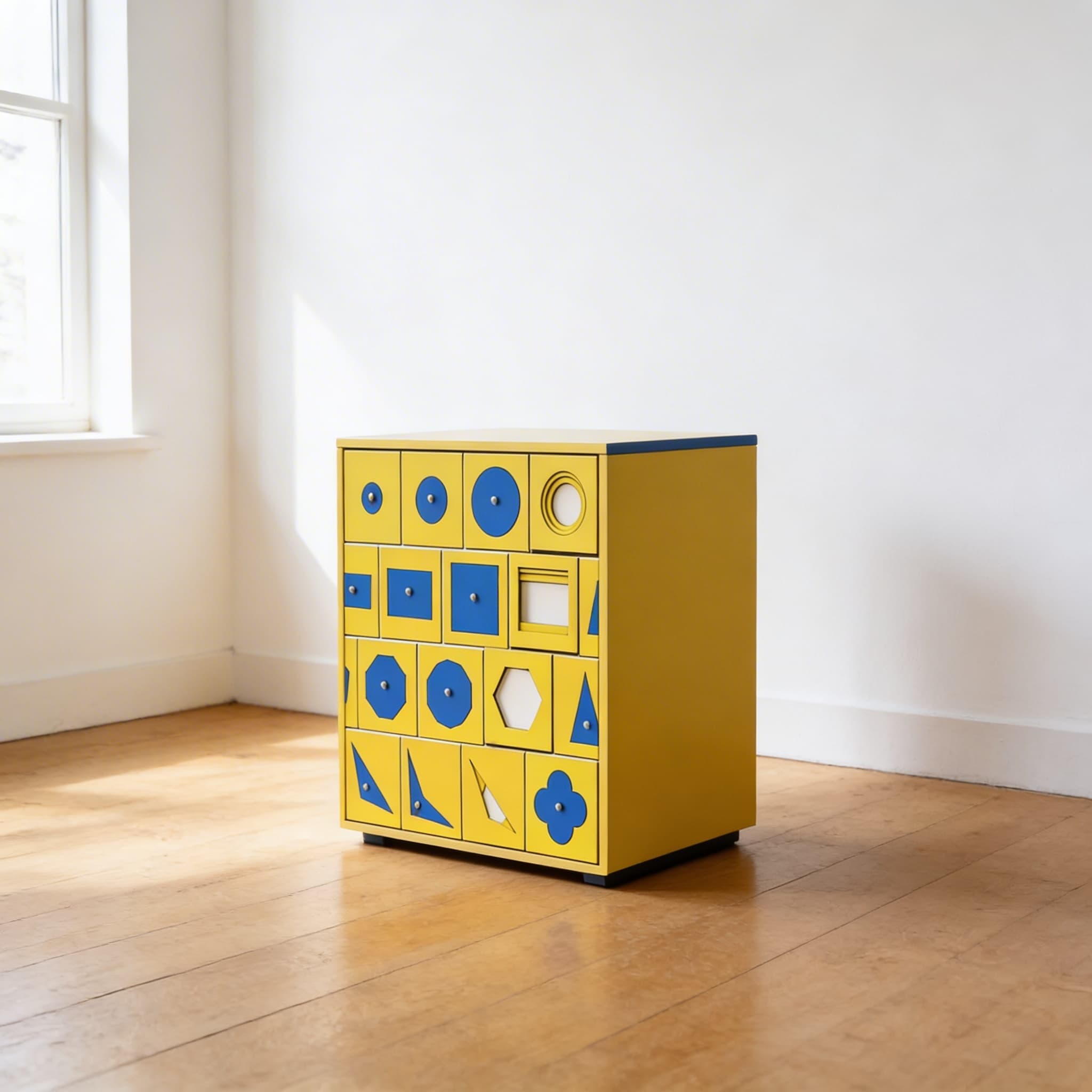 Geometriekommode-Karten — 35 blaue Formenkarten zum visuellen Zuordnen — Seitenansicht