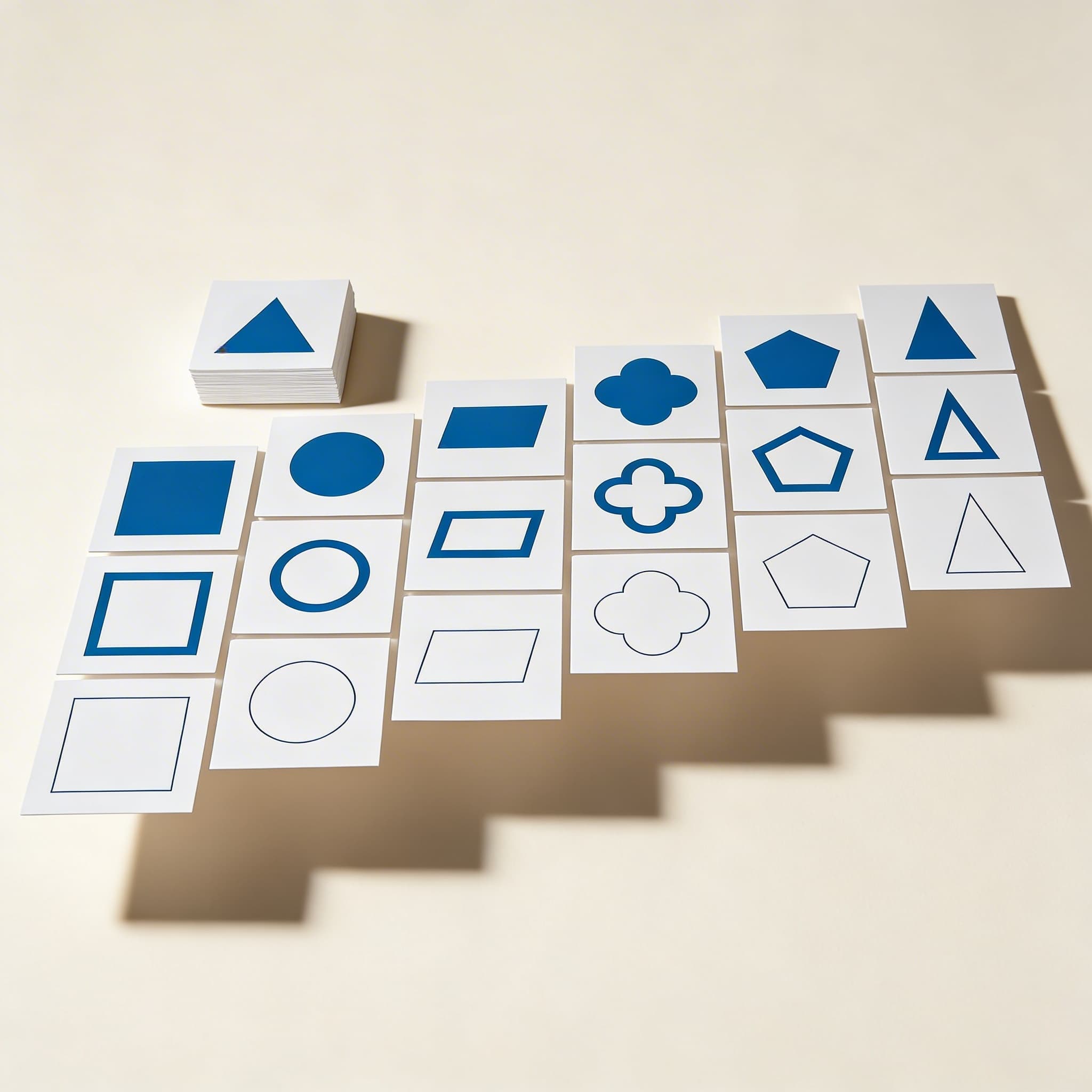 Geometrische Formkarten — Dreiteilige Unterscheidung — Katalogansicht