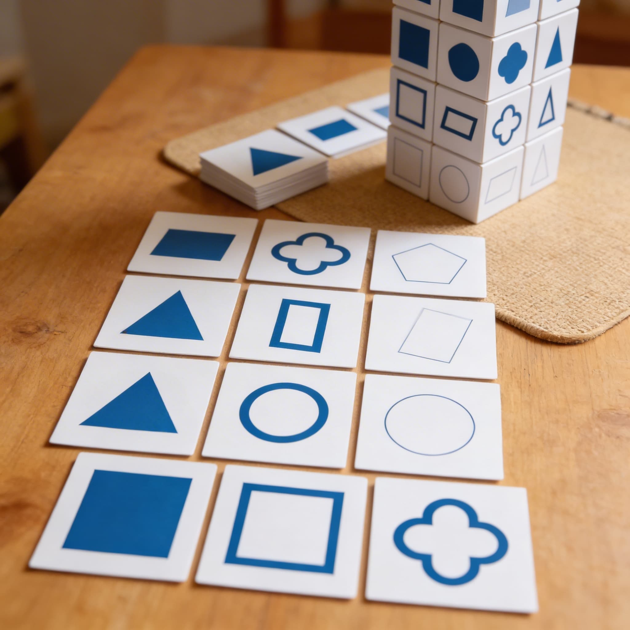 Geometrische Formkarten — Dreiteilige Unterscheidung — Detailansicht