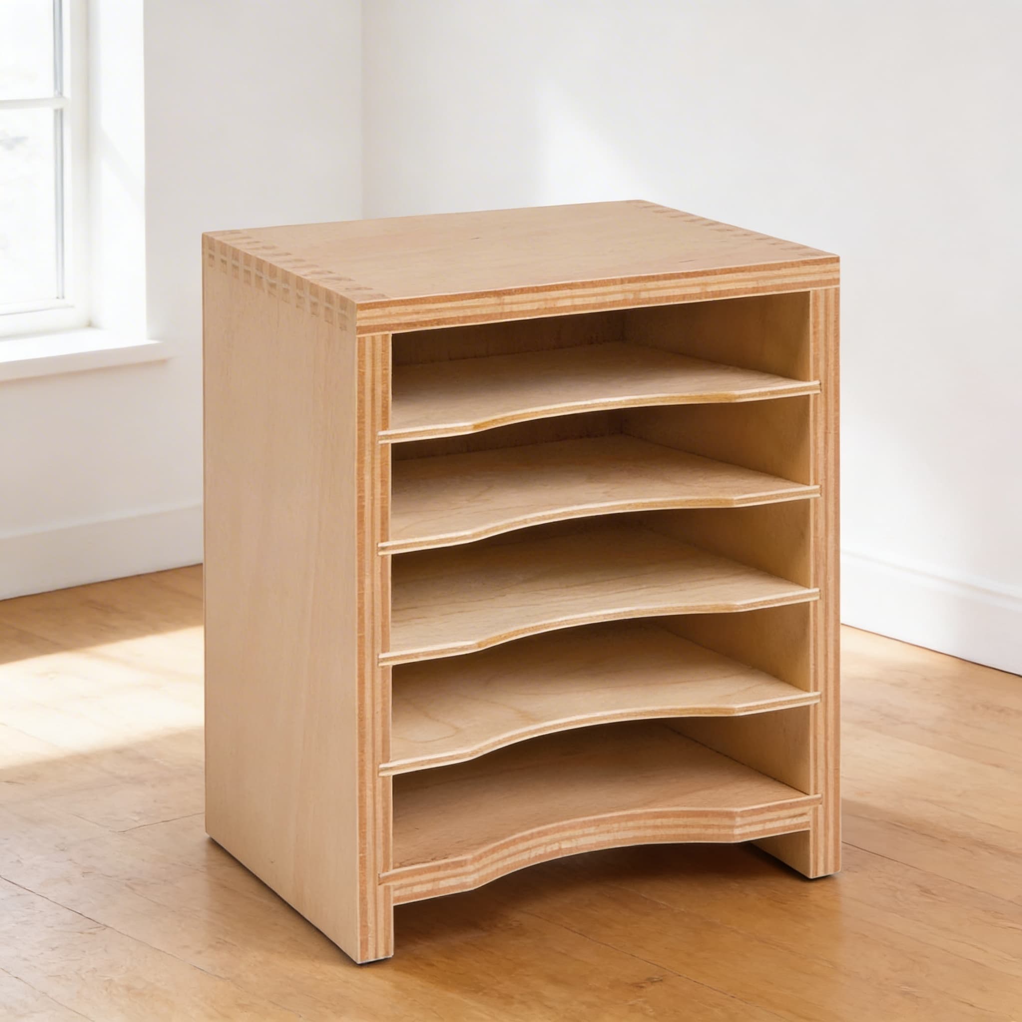 Geometrische Formenkartenschrank — Geordnete Aufbewahrung — Seitenansicht