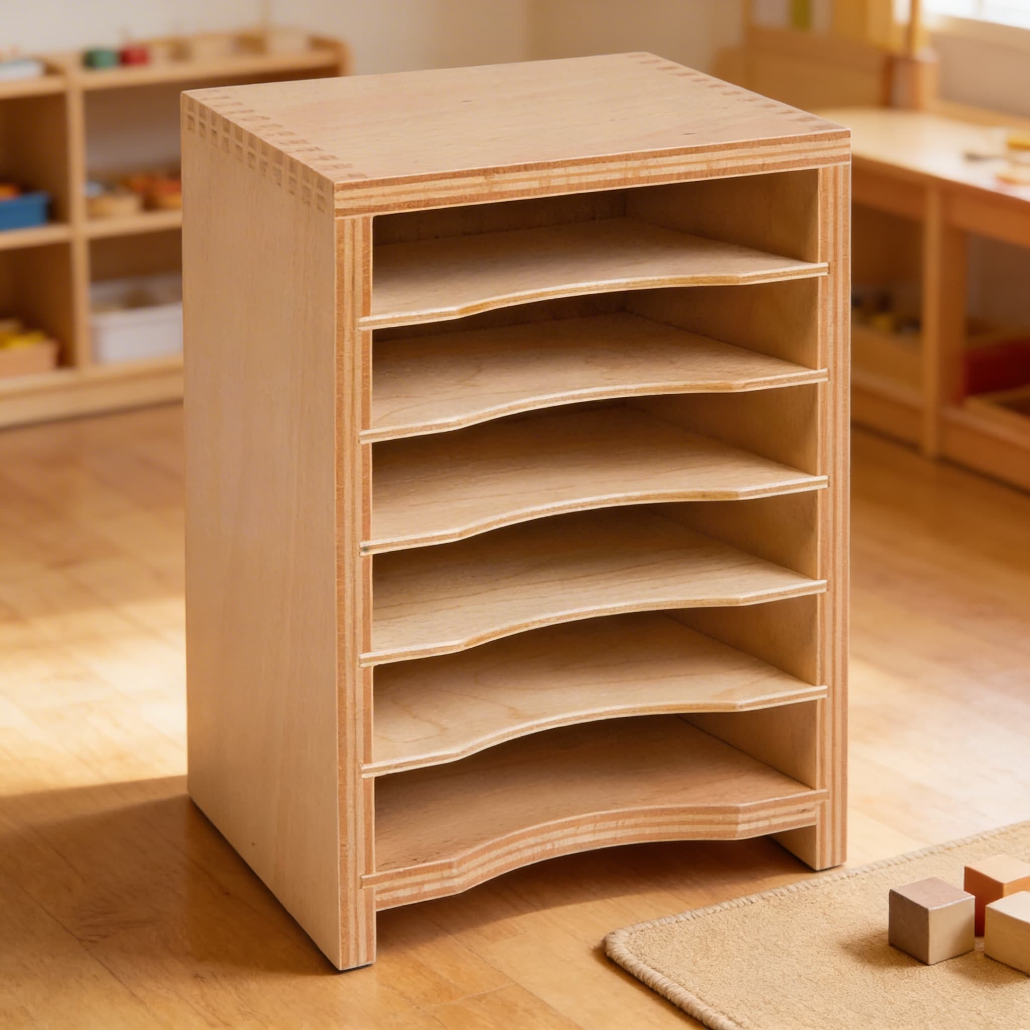 Geometrische Formenkartenschrank — Geordnete Aufbewahrung — Detailansicht