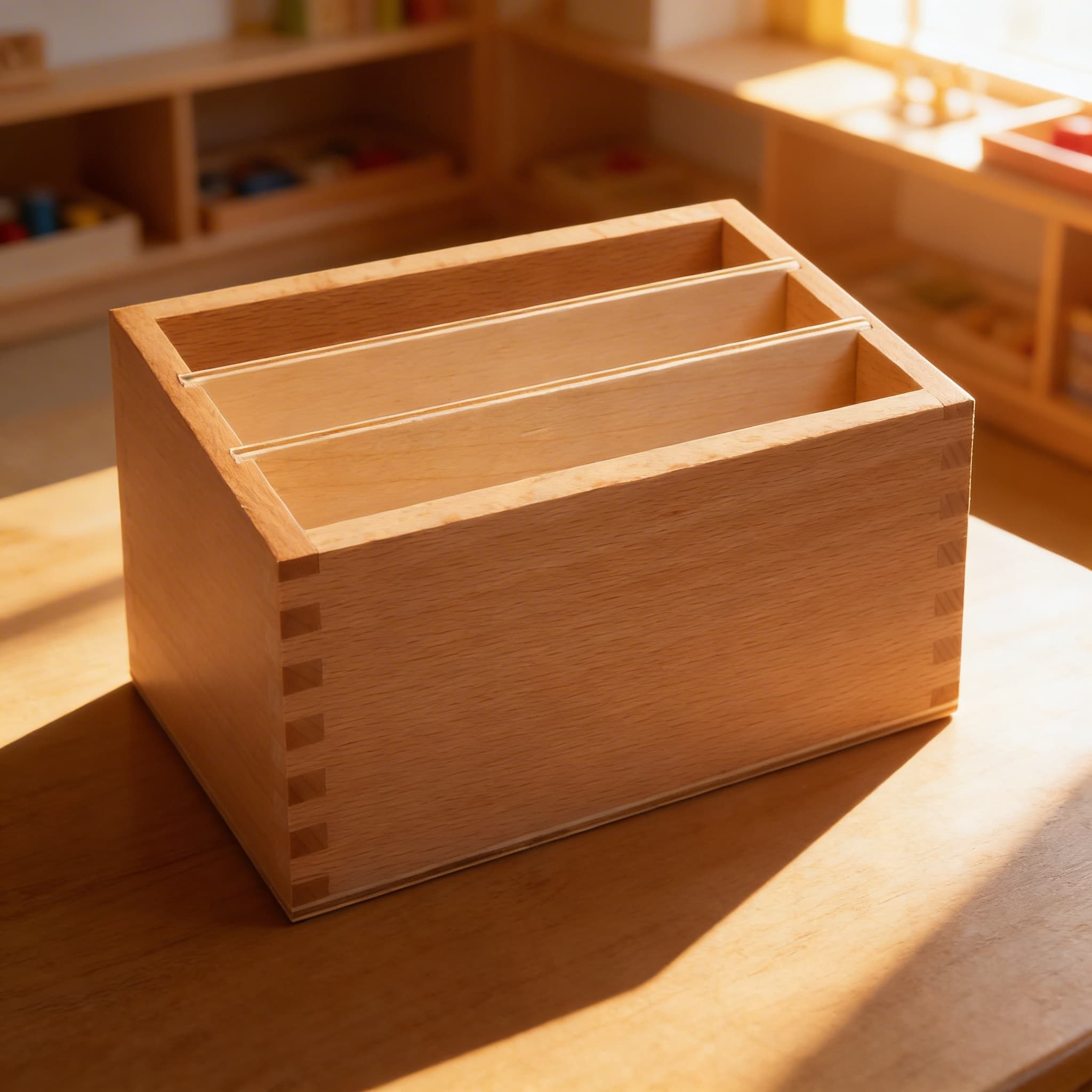 Blätterkarten-Box — Buchenholz-Aufbewahrung für Formkarten — Im Einsatz