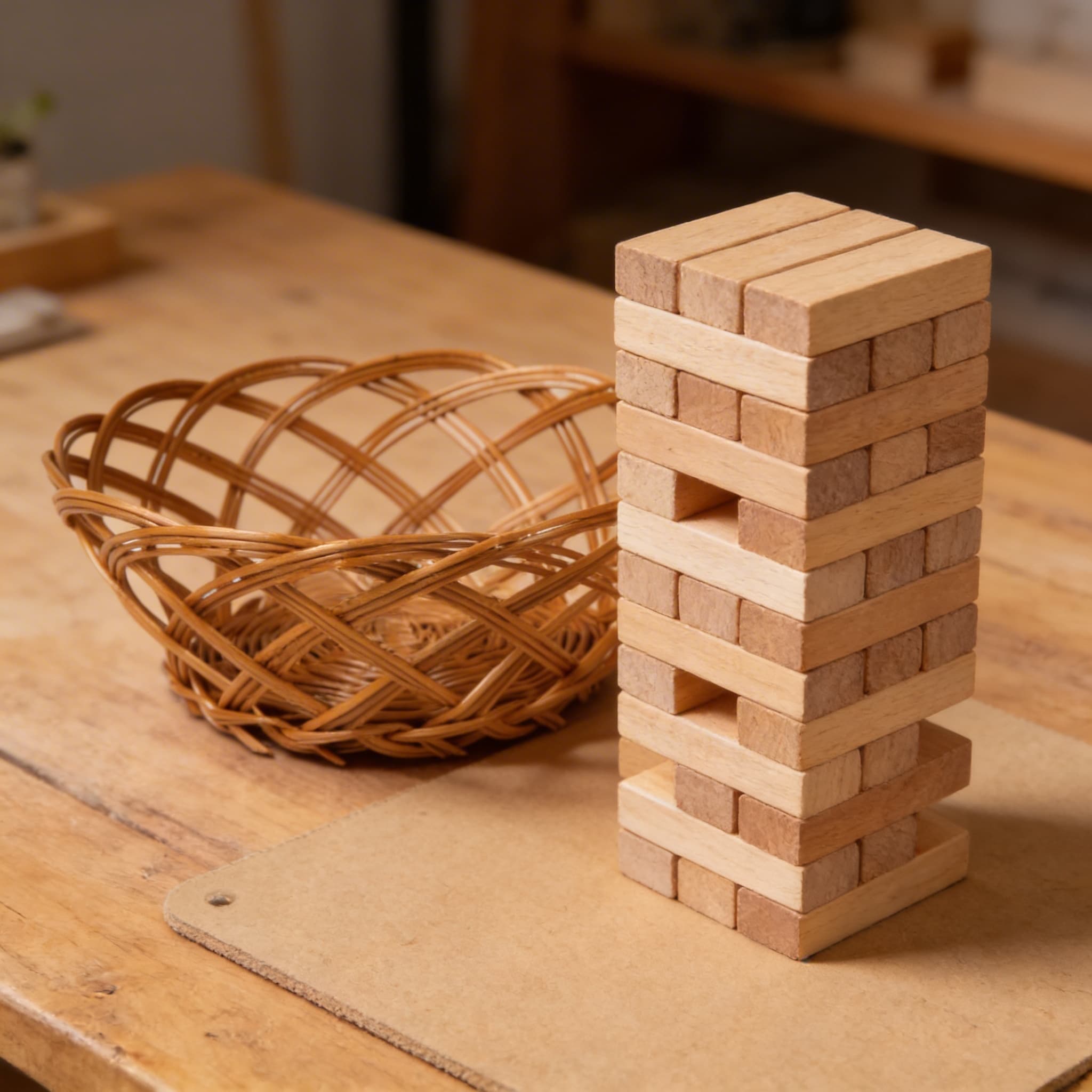 Košík na geometrické telesá — elegantný ratanový úložný kontajner — Detailný pohľad