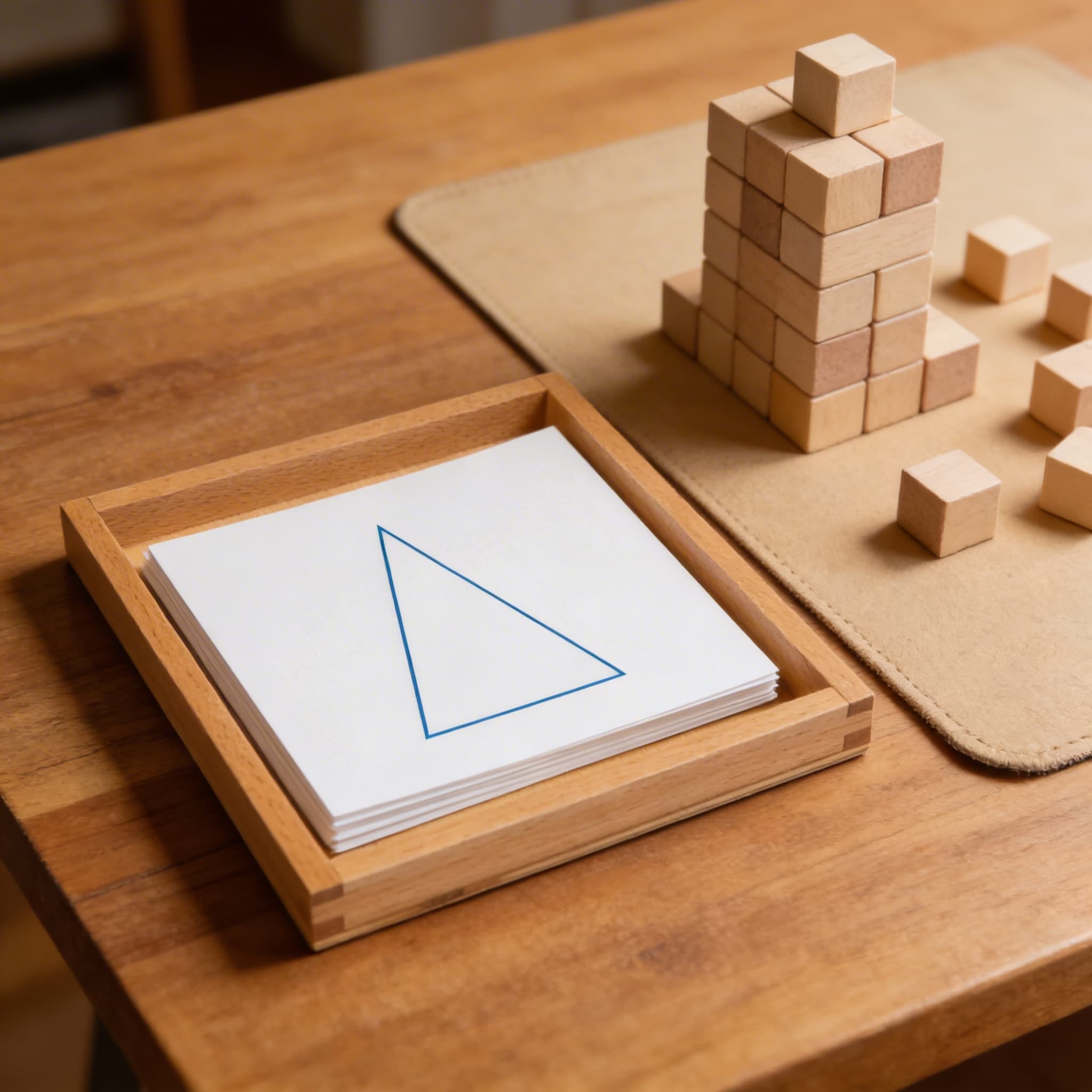 Geometriekarten — Grundformen-Erkennung mit blauem Dreieck — Detailansicht