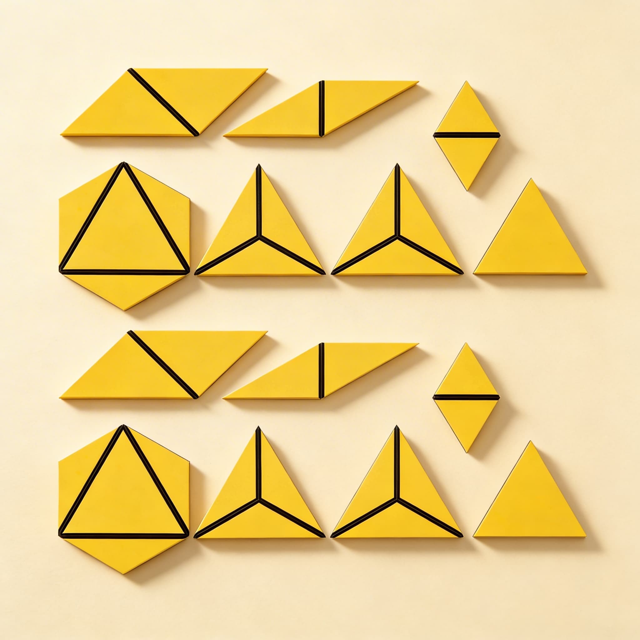 Satz gelber konstruktiver Dreiecke — Katalogansicht