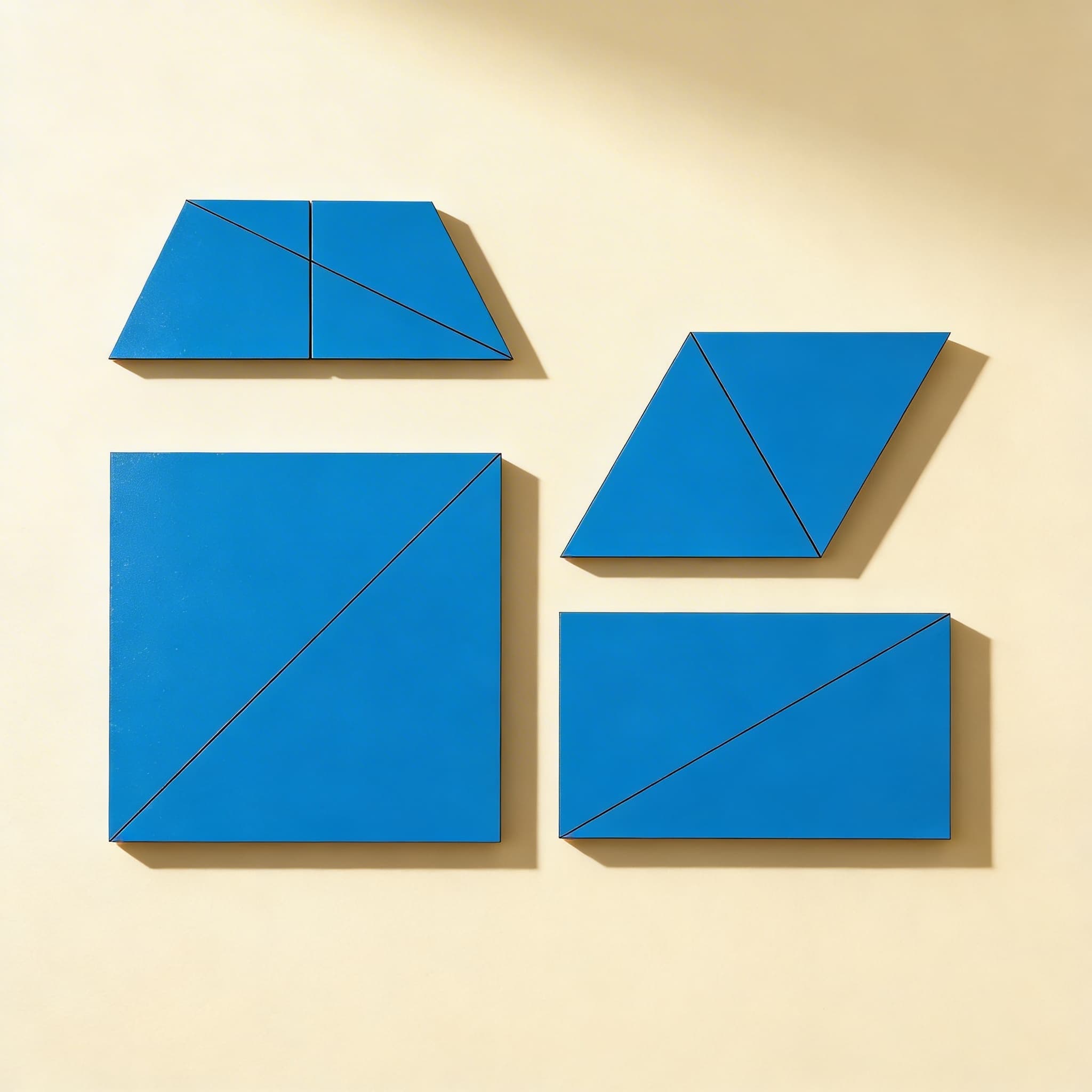 Satz blauer konstruktiver Dreiecke — Katalogansicht