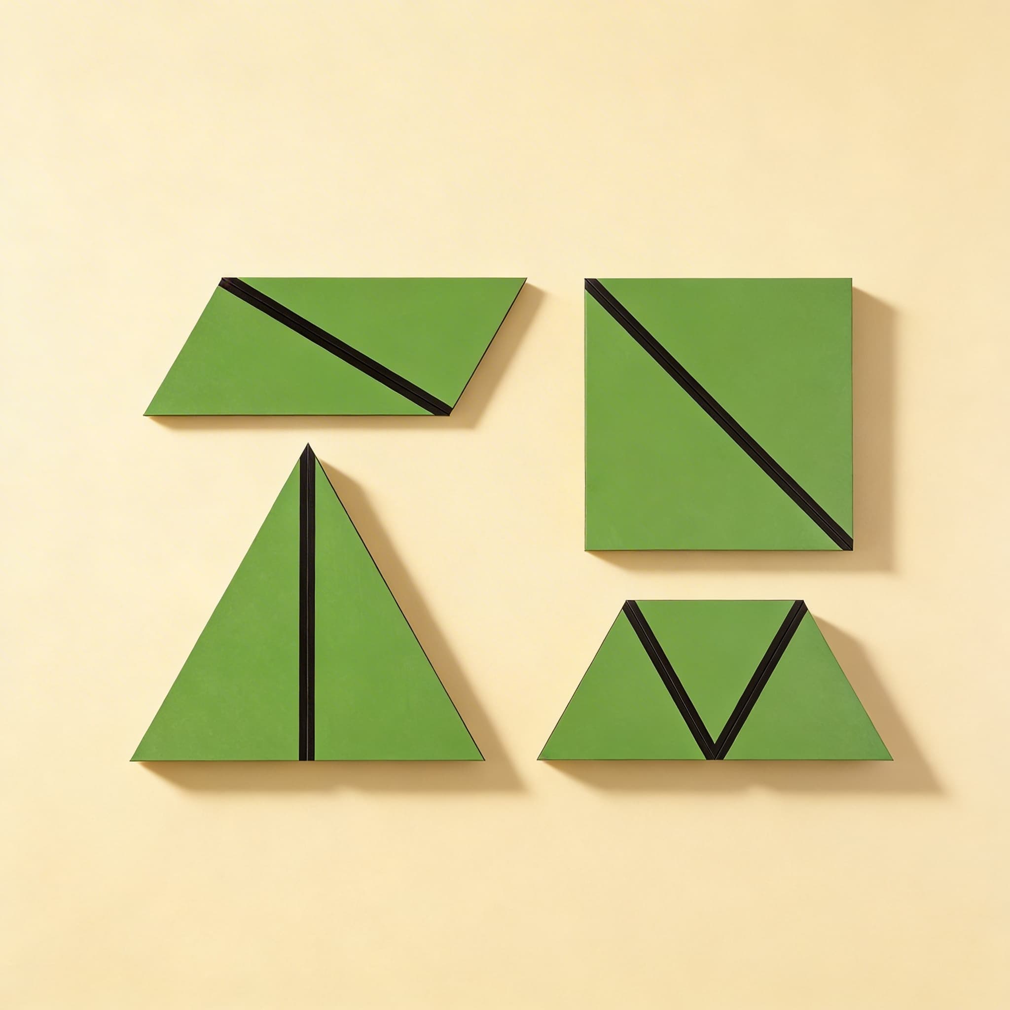 Satz grüner konstruktiver Dreiecke — Katalogansicht