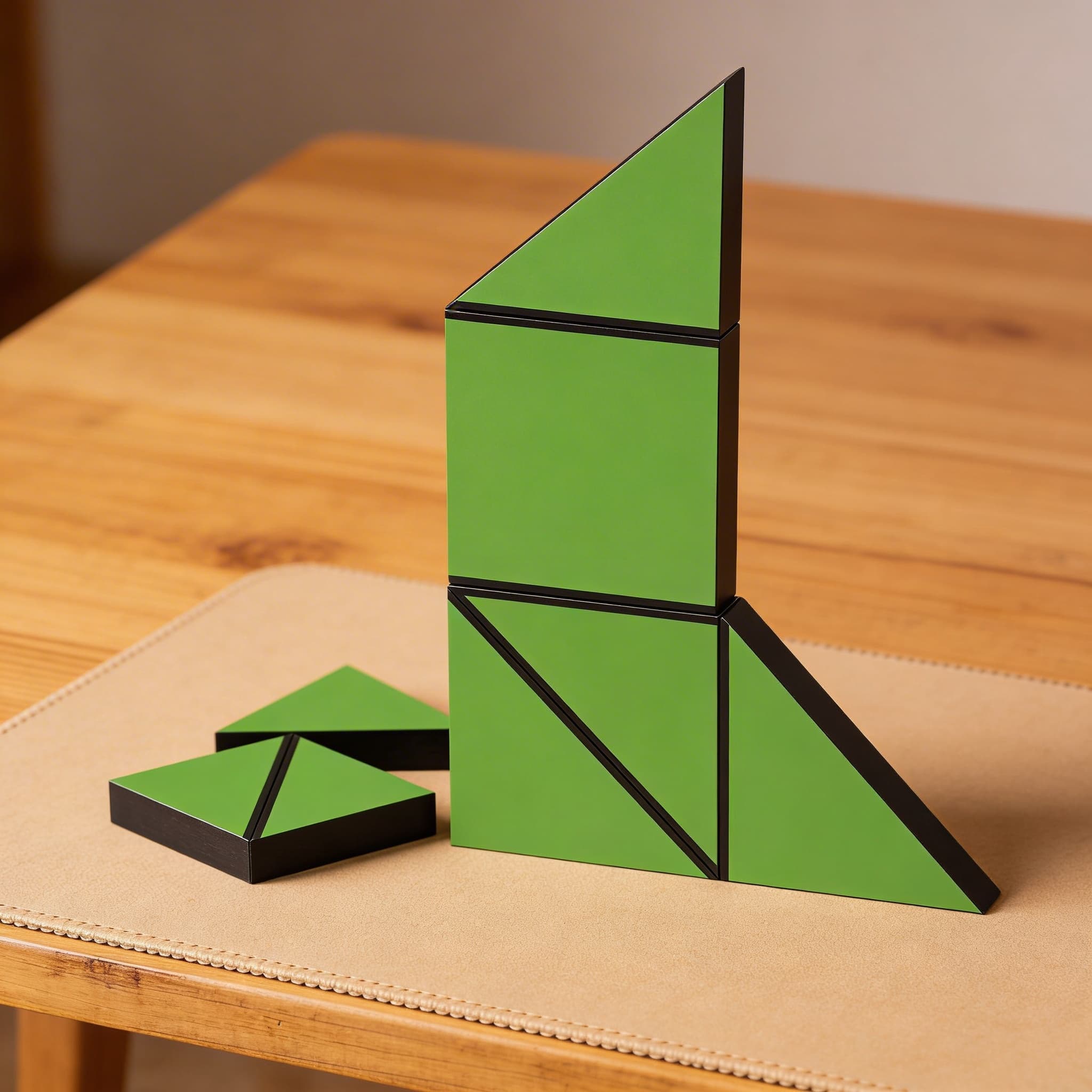 Satz grüner konstruktiver Dreiecke — Detailansicht