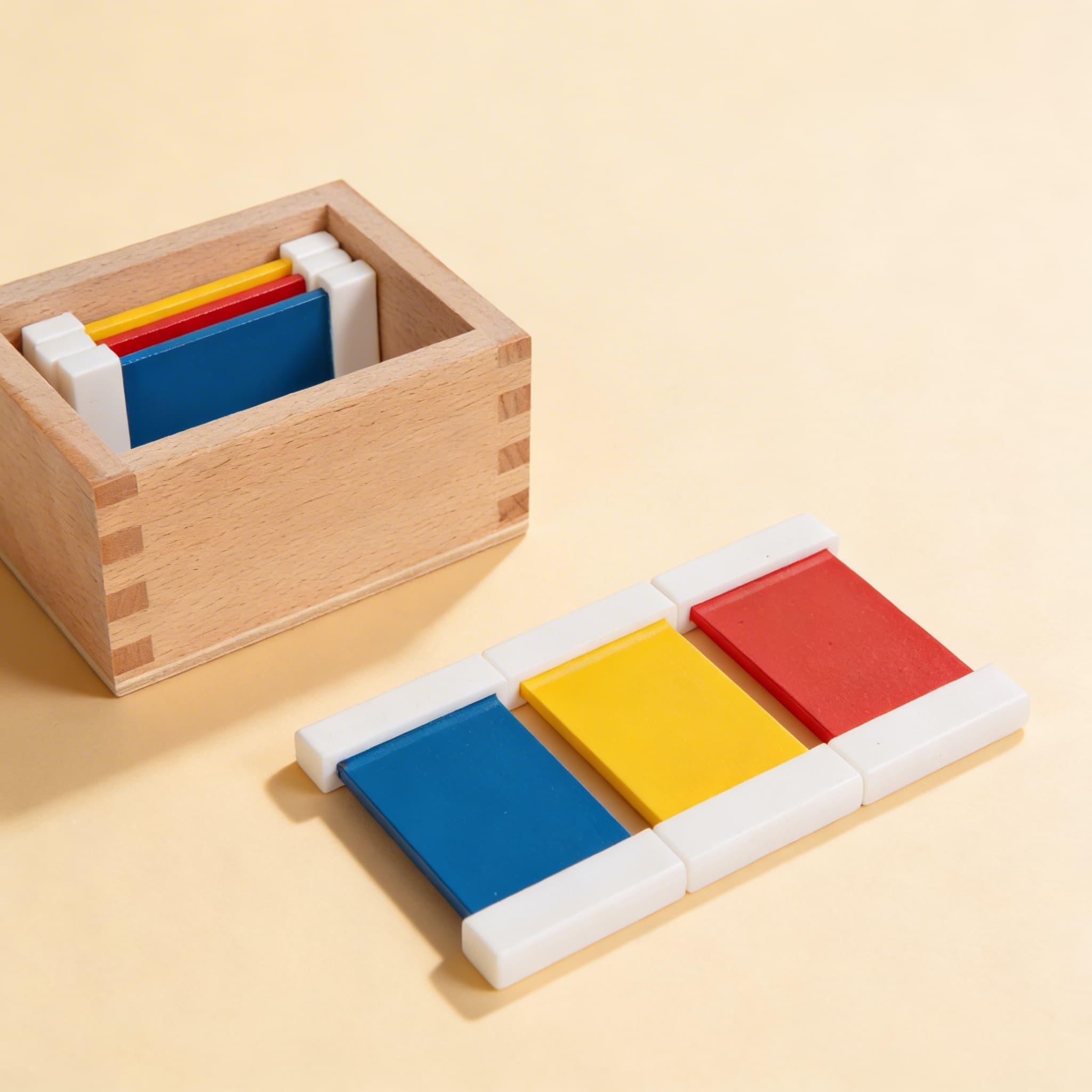 Erste Farbtäfelchen — Grundfarben-Zuordnung Einführung — Seitenansicht