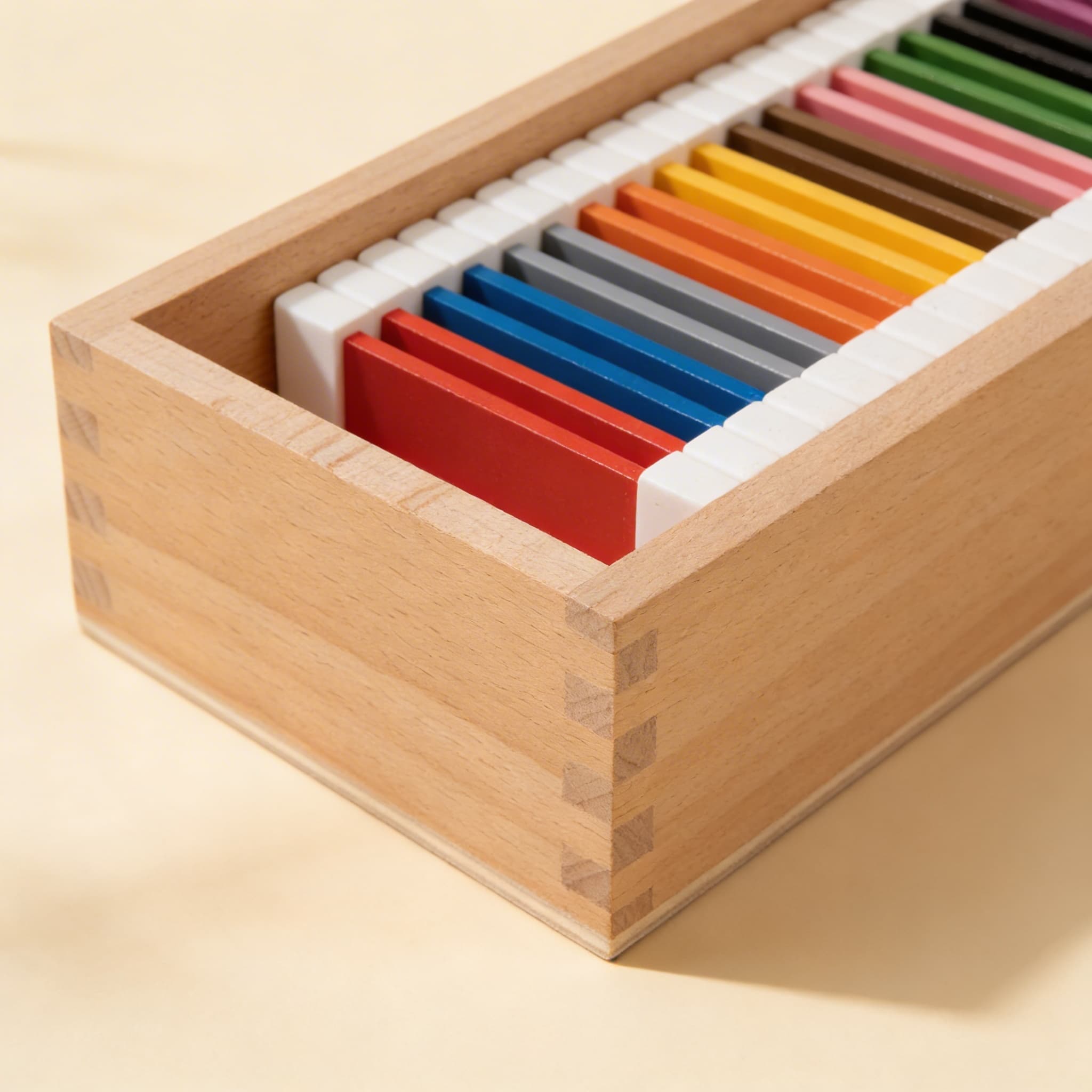 Zweite Farbtäfelchen-Box — Elf Paare lebendiger Farben — Seitenansicht