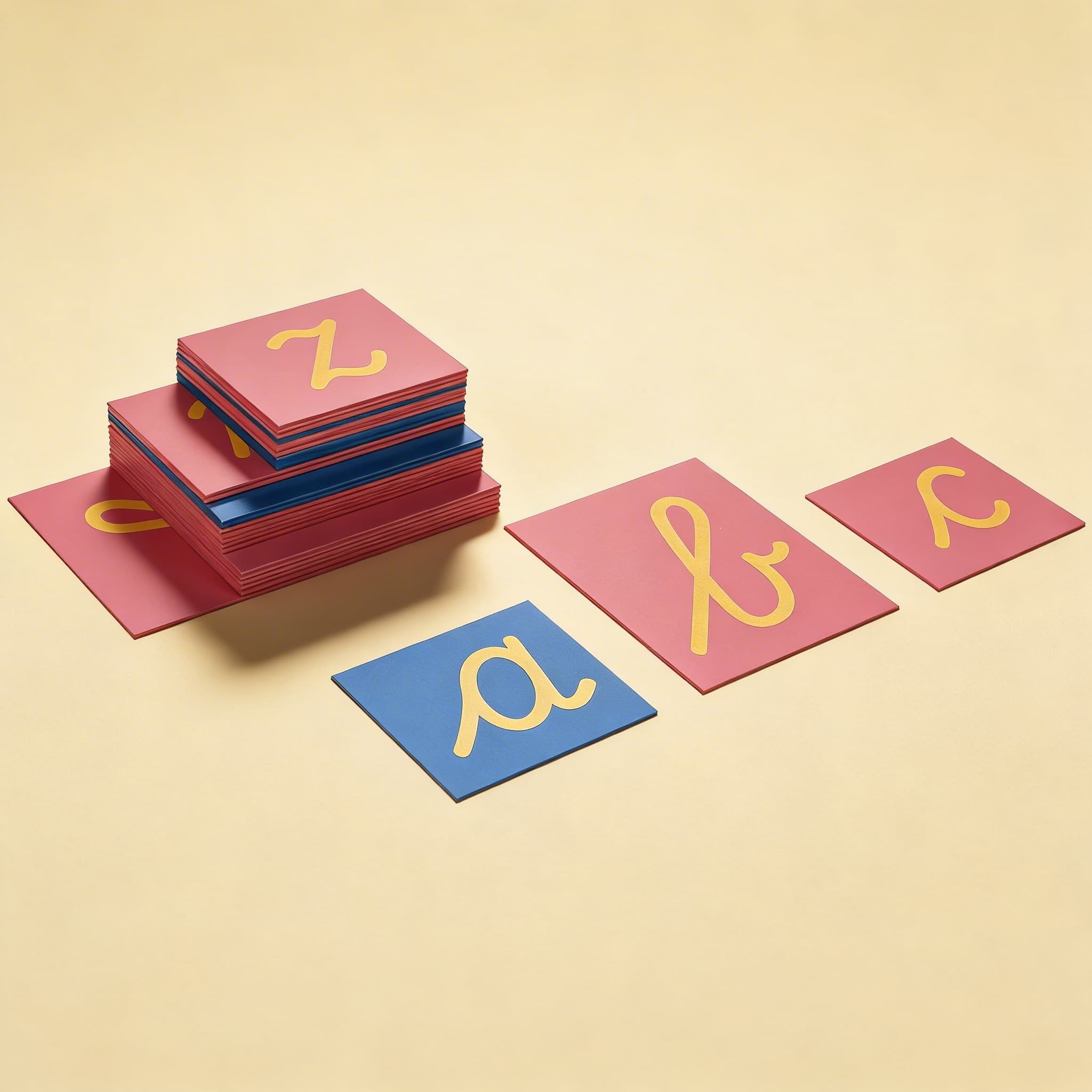 Sandpapierbuchstaben — Internationale Schreibschrift auf Holz — Katalogansicht