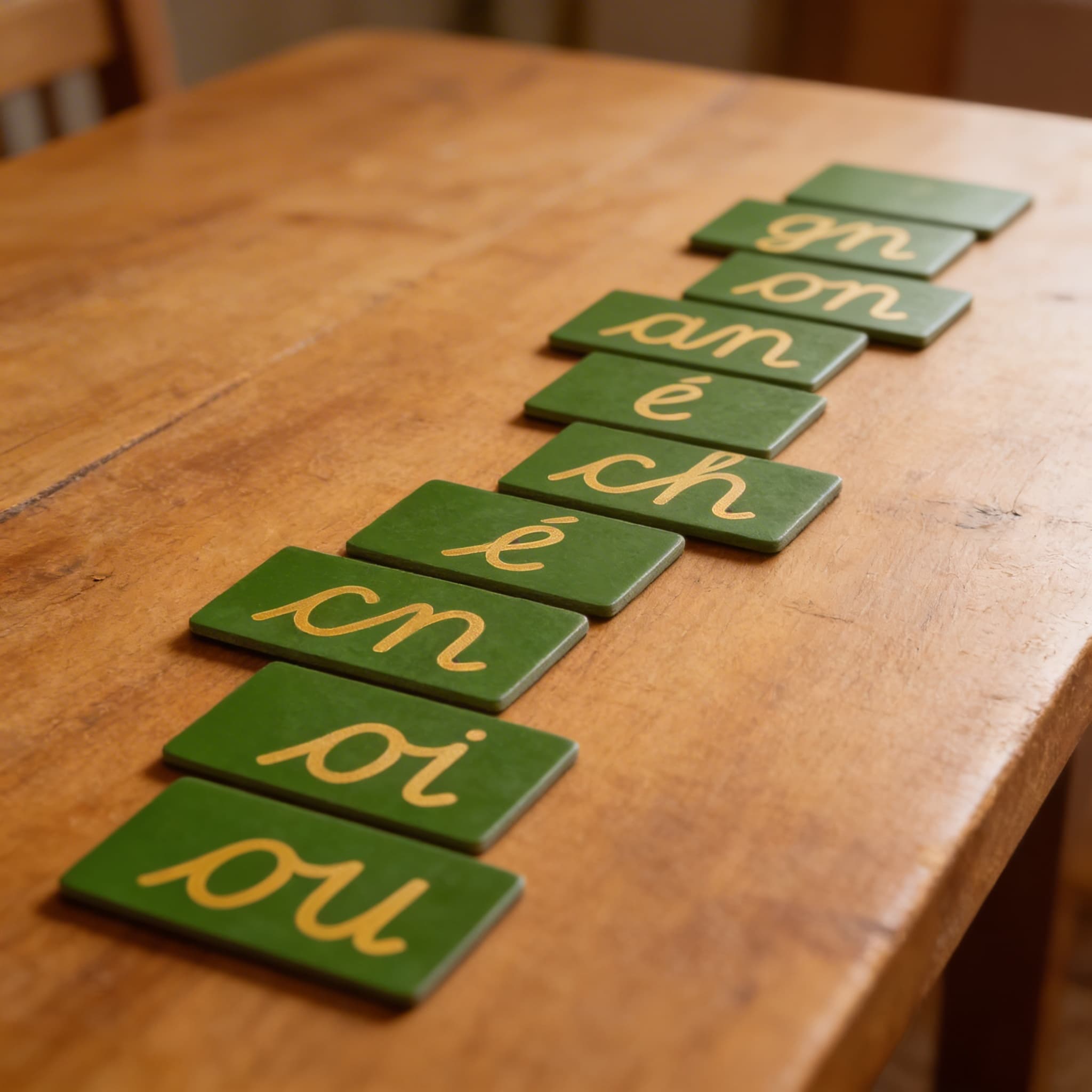 Dvojitá brusná písmena: Francouzské psací — Detailní pohled