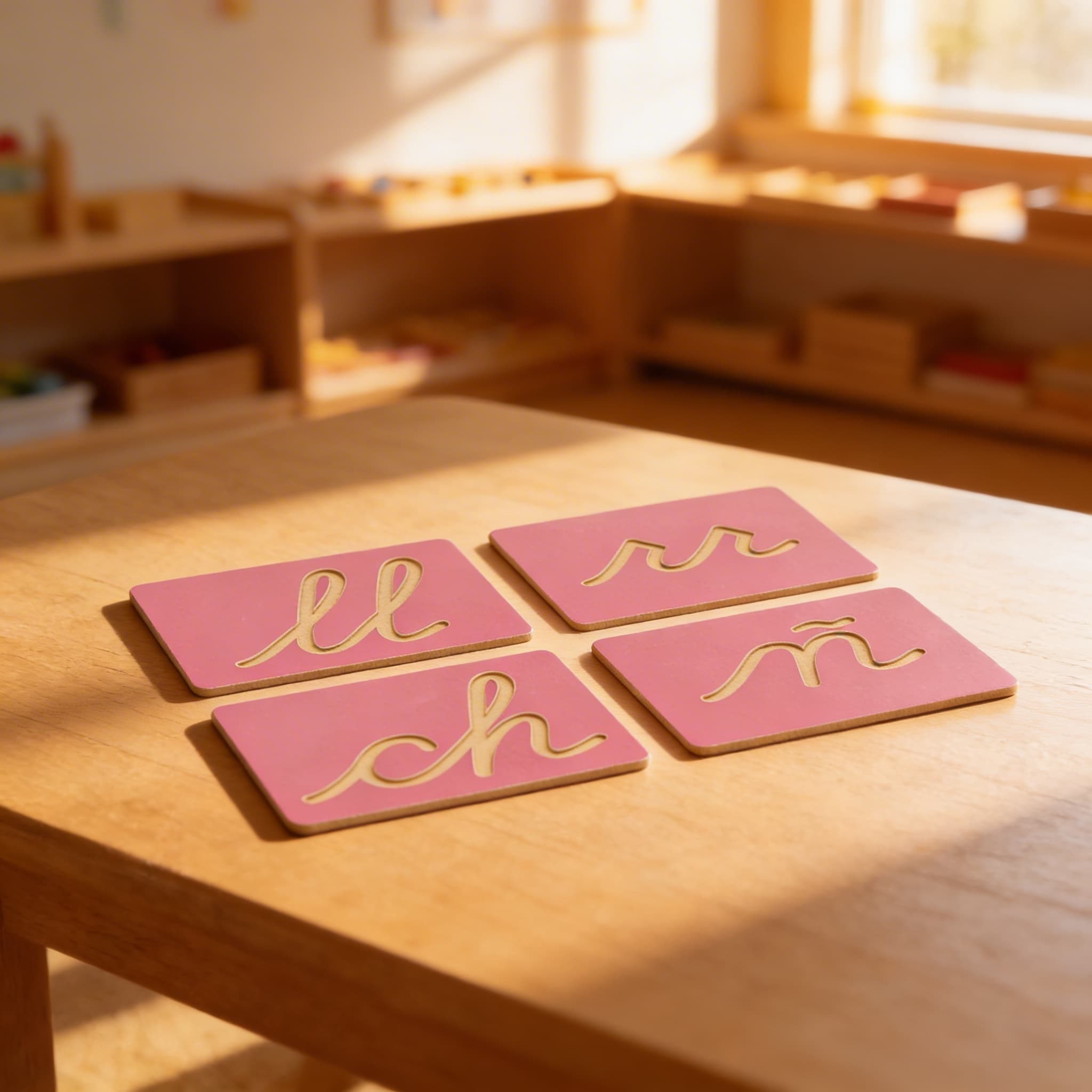 Duté tvary písmen: Španělské psací — doplňková sada — Při použití