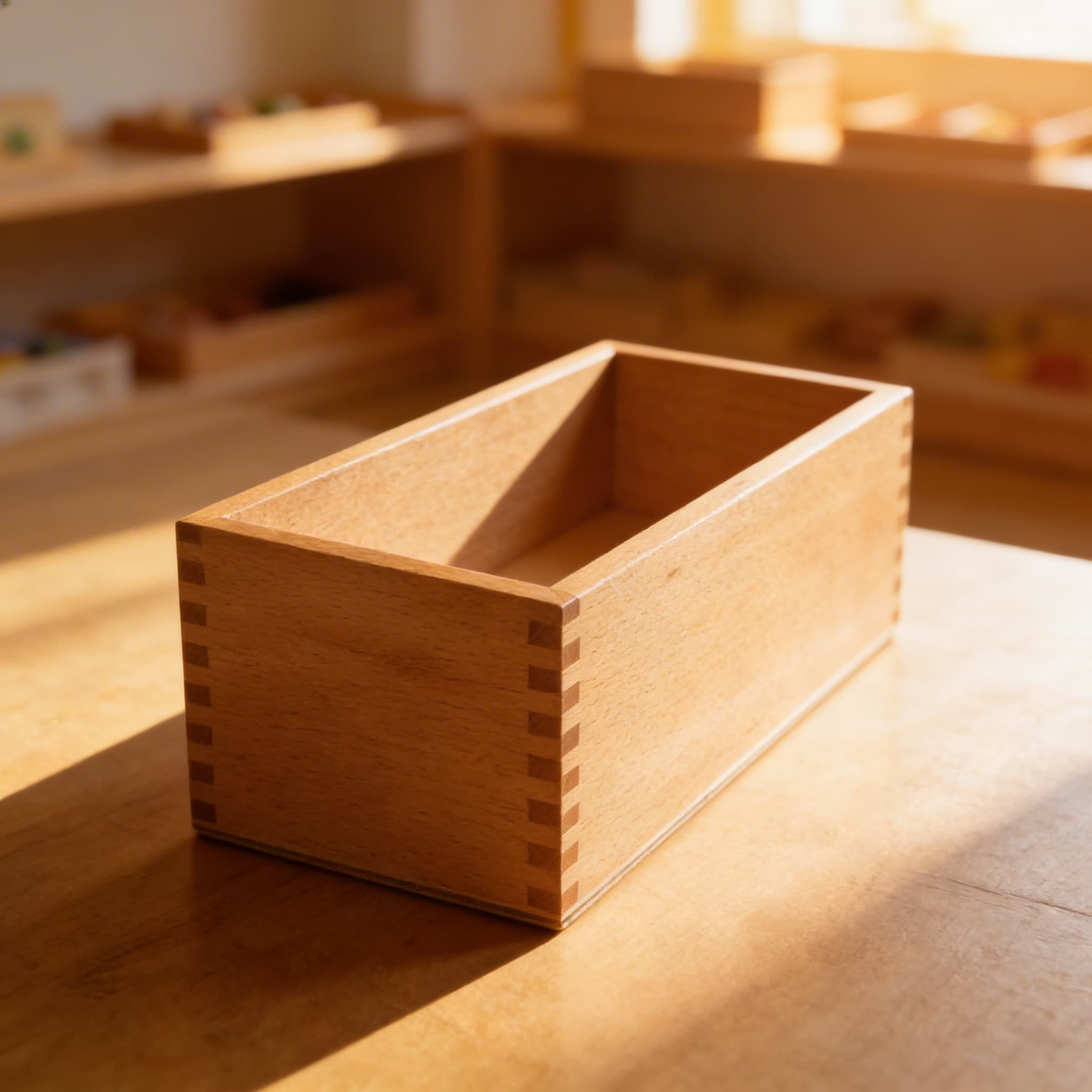 Box pre dvojité písmenká zo sandpapiera — drevené ukladanie — Pri použití