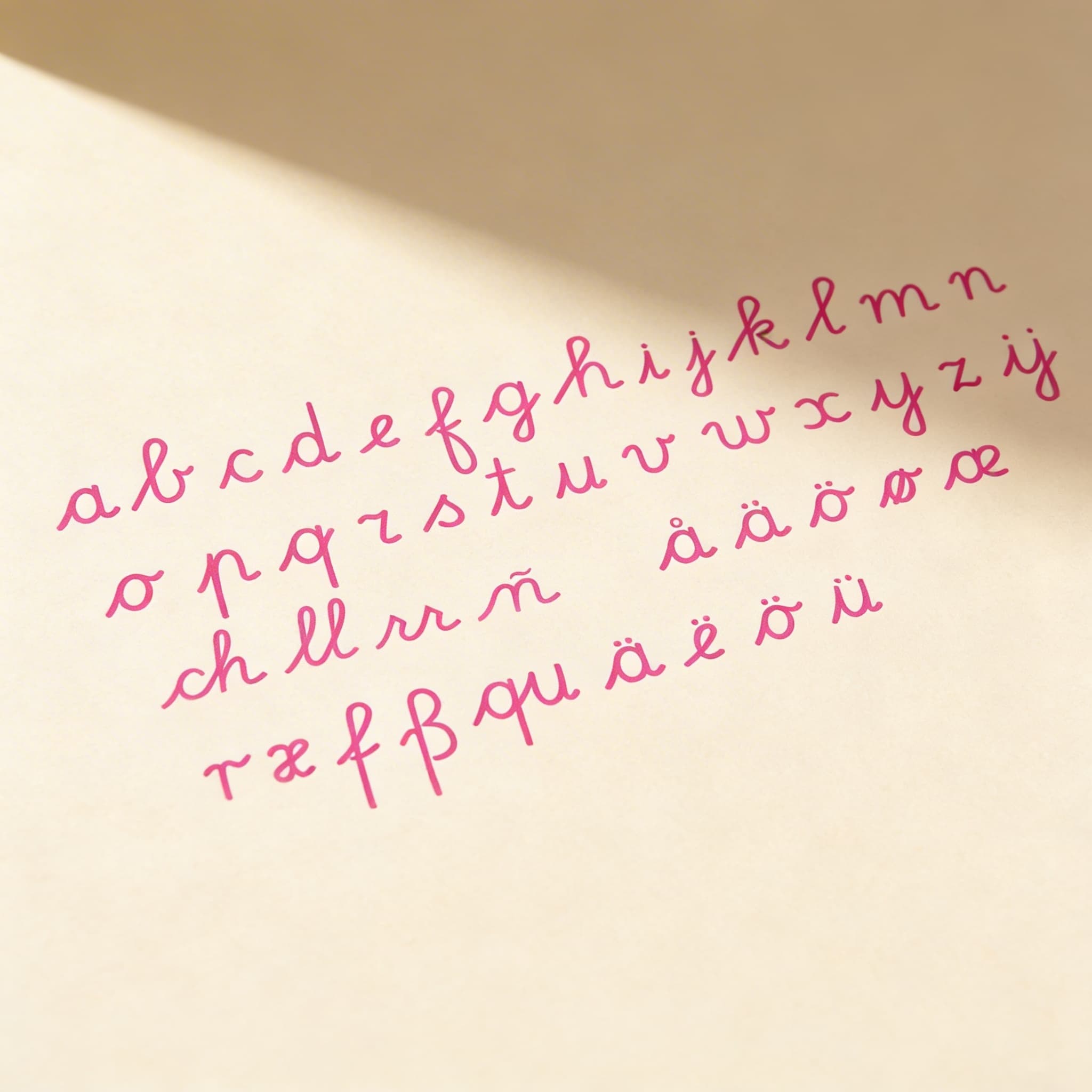 Mittleres Bewegliches Alphabet: Internationale Schreibschrift — Rot — Ansicht 2