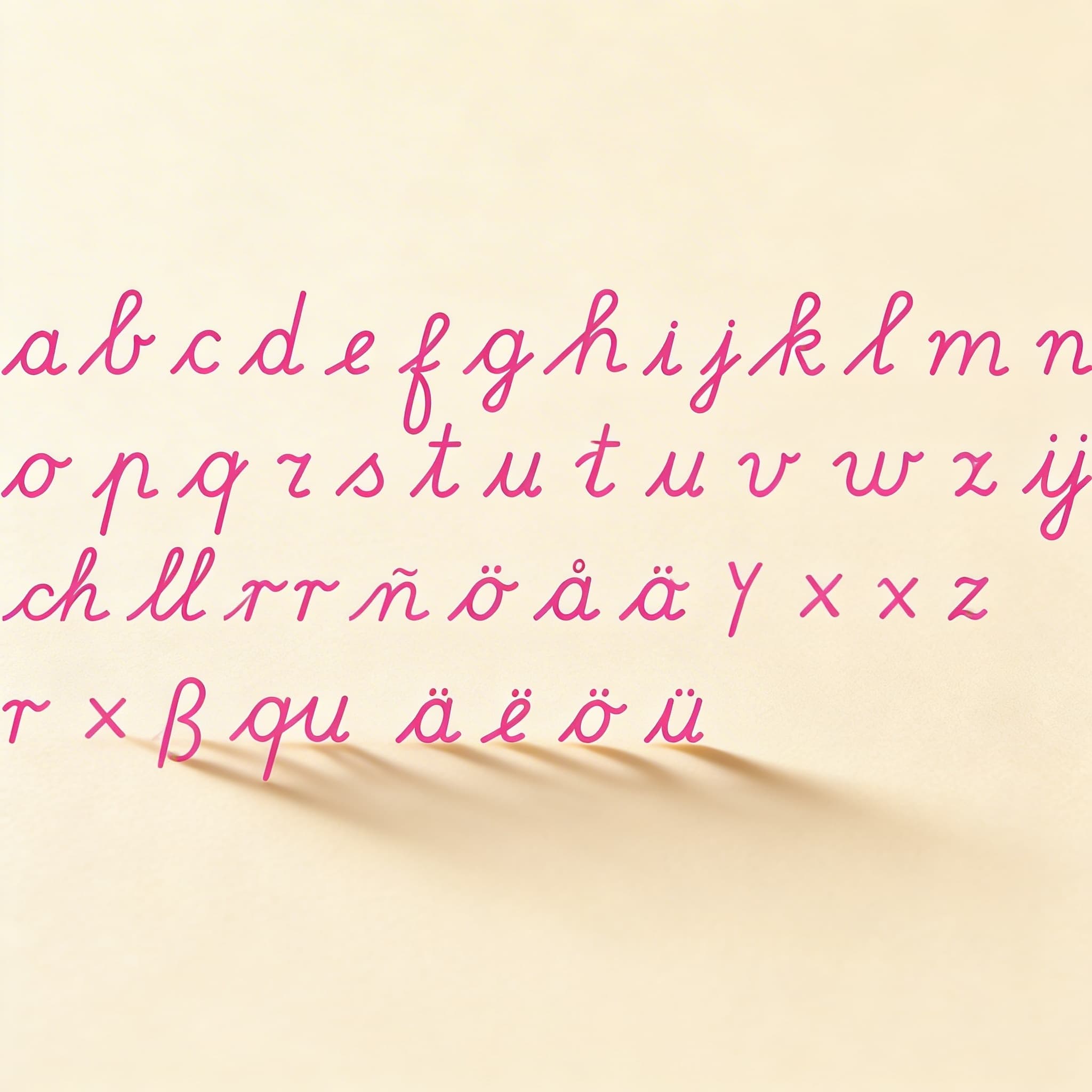 Mittleres Bewegliches Alphabet: Internationale Schreibschrift — Rot