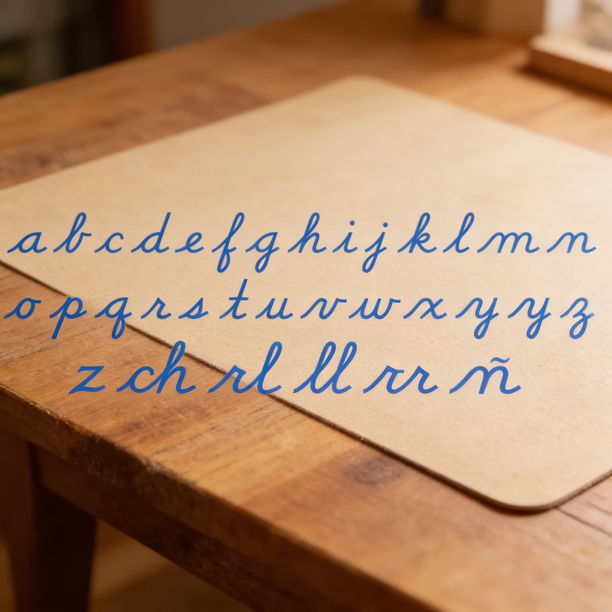 Mittleres Bewegliches Alphabet: US-Schreibschrift — Blau — Ansicht 3