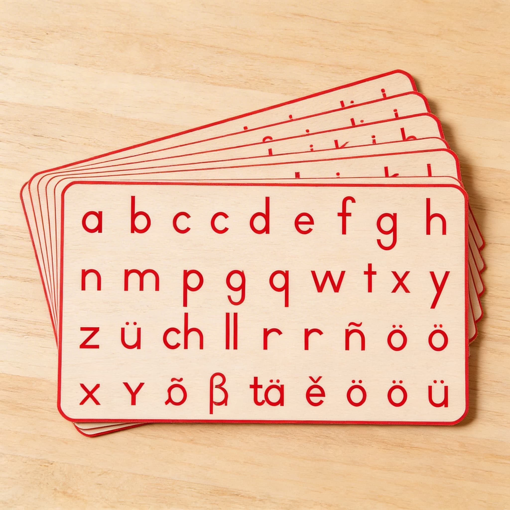 Mittleres Bewegliches Alphabet: Internationale Druckschrift — Rot — Ansicht 2