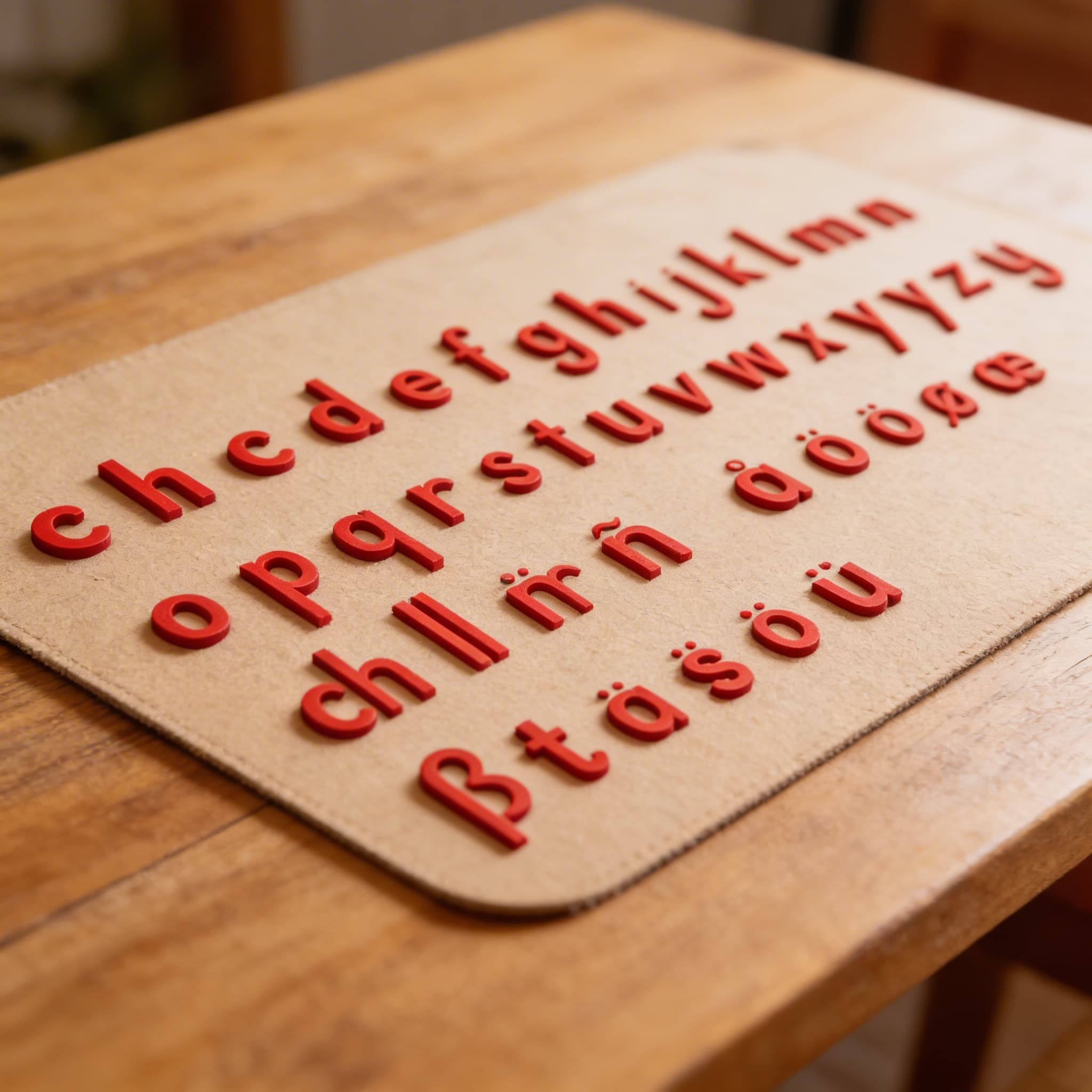 Mittleres Bewegliches Alphabet: Internationale Druckschrift — Rot — Ansicht 3