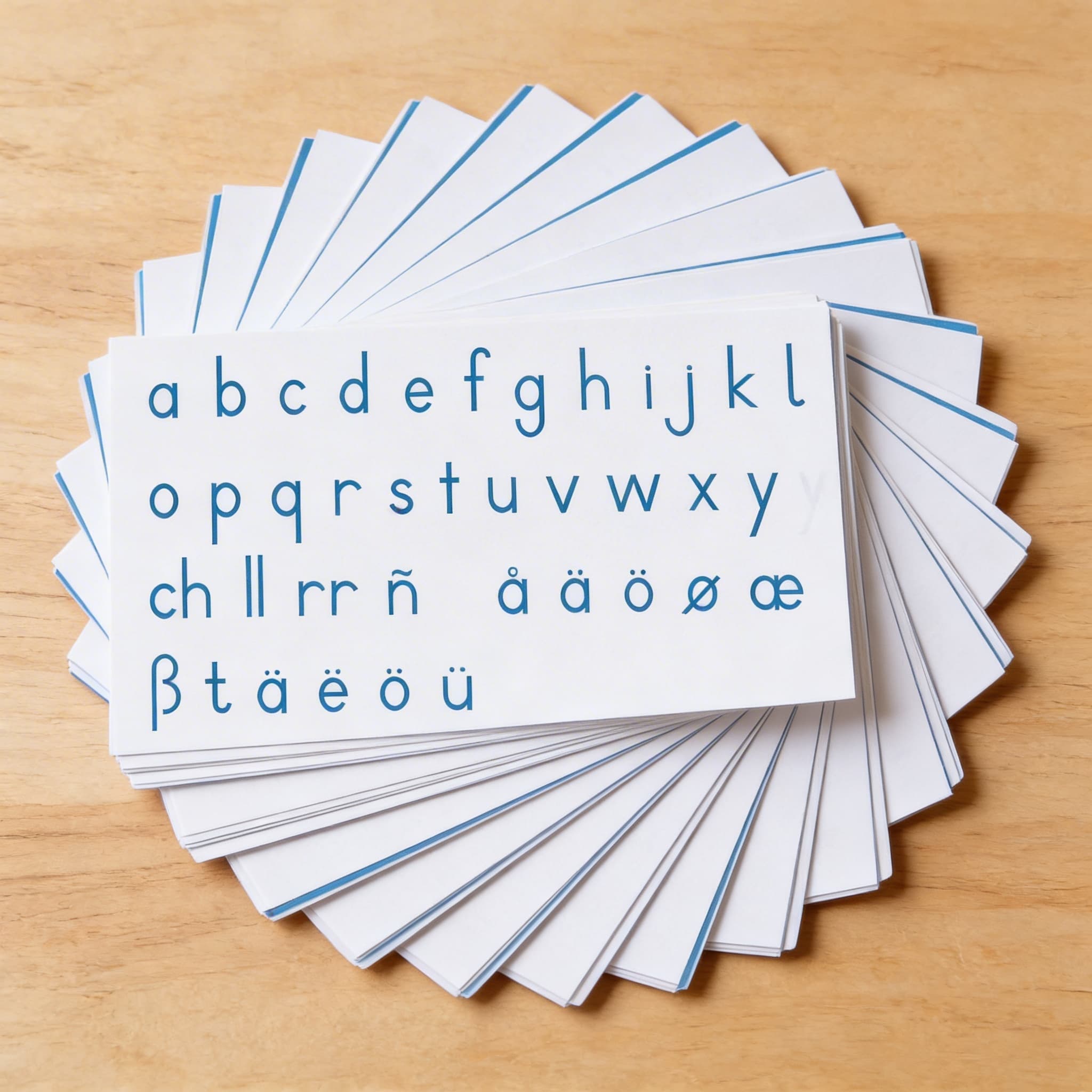 Mittleres Bewegliches Alphabet: Internationale Druckschrift — Blau — Ansicht 2