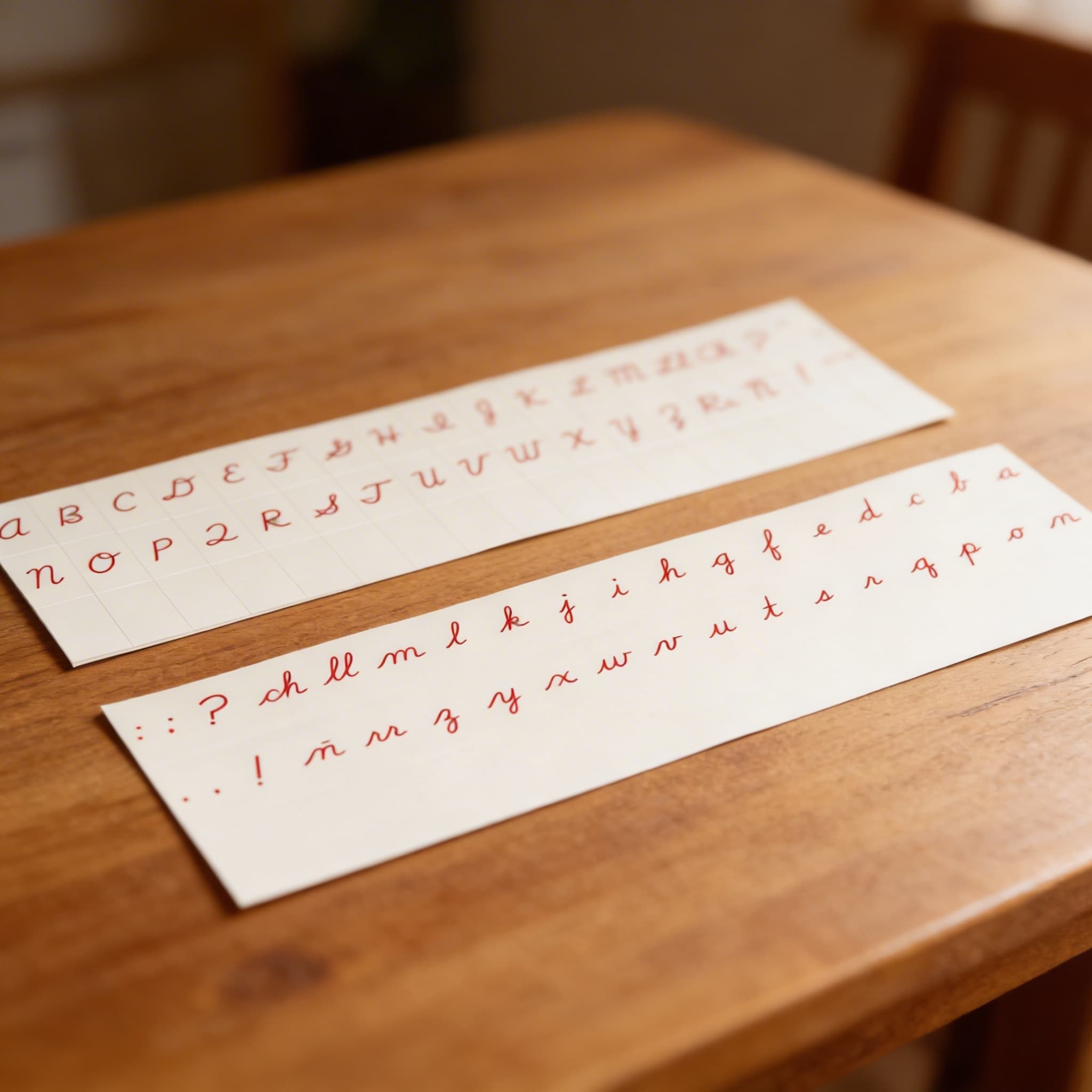 Tlačená abeceda: Americké písané — červená — Detailný pohľad