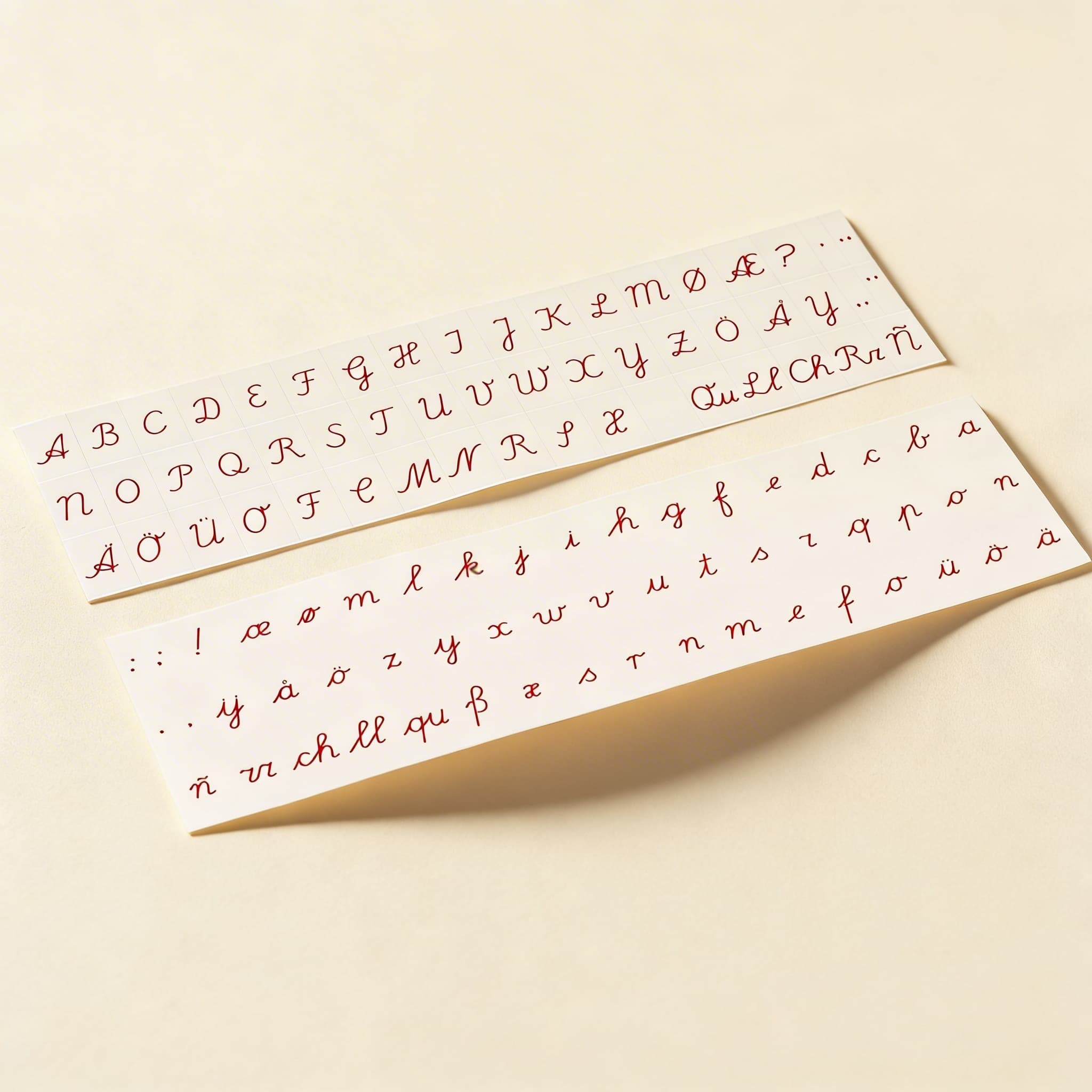 Tlačená abeceda: Medzinárodné písané — červená — Katalógový pohľad