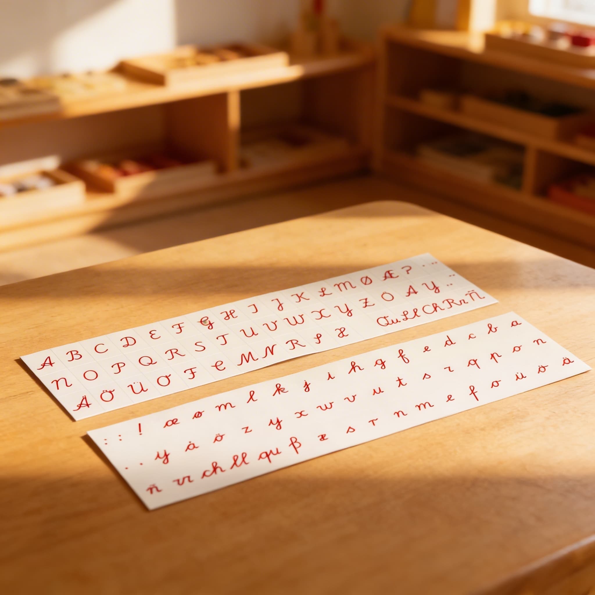 Tlačená abeceda: Medzinárodné písané — červená — Pri použití