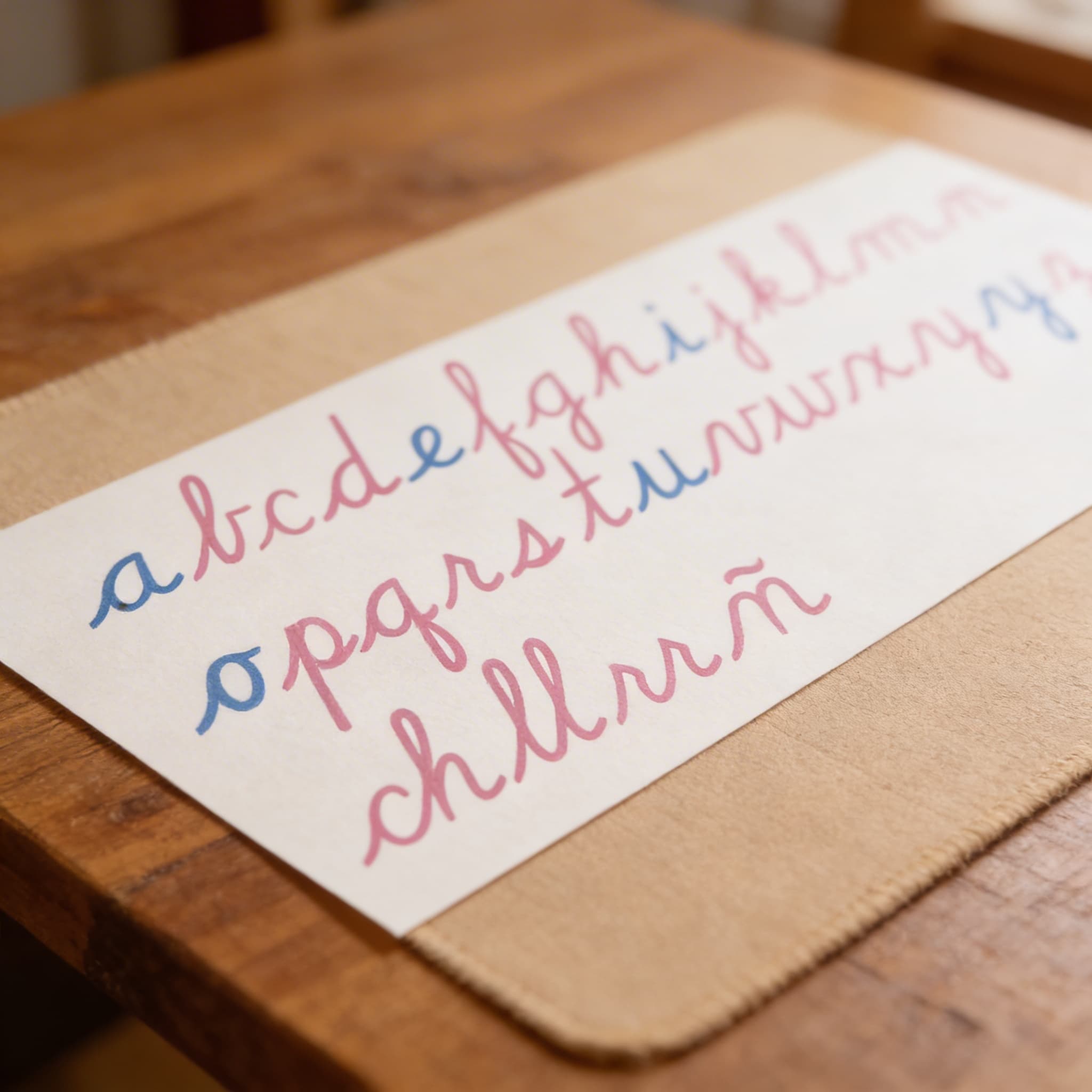 Hölzernes Bewegliches Alphabet: US-Schreibschrift — Detailansicht